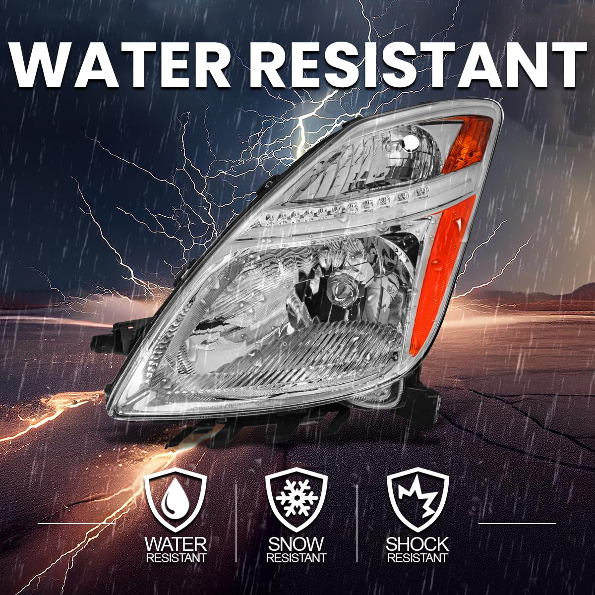 Chrome Headlights SPEC-D TUNING Compatible with 2006-2009 Toyota Prius, Left + Right Pair Headlamp Assembly