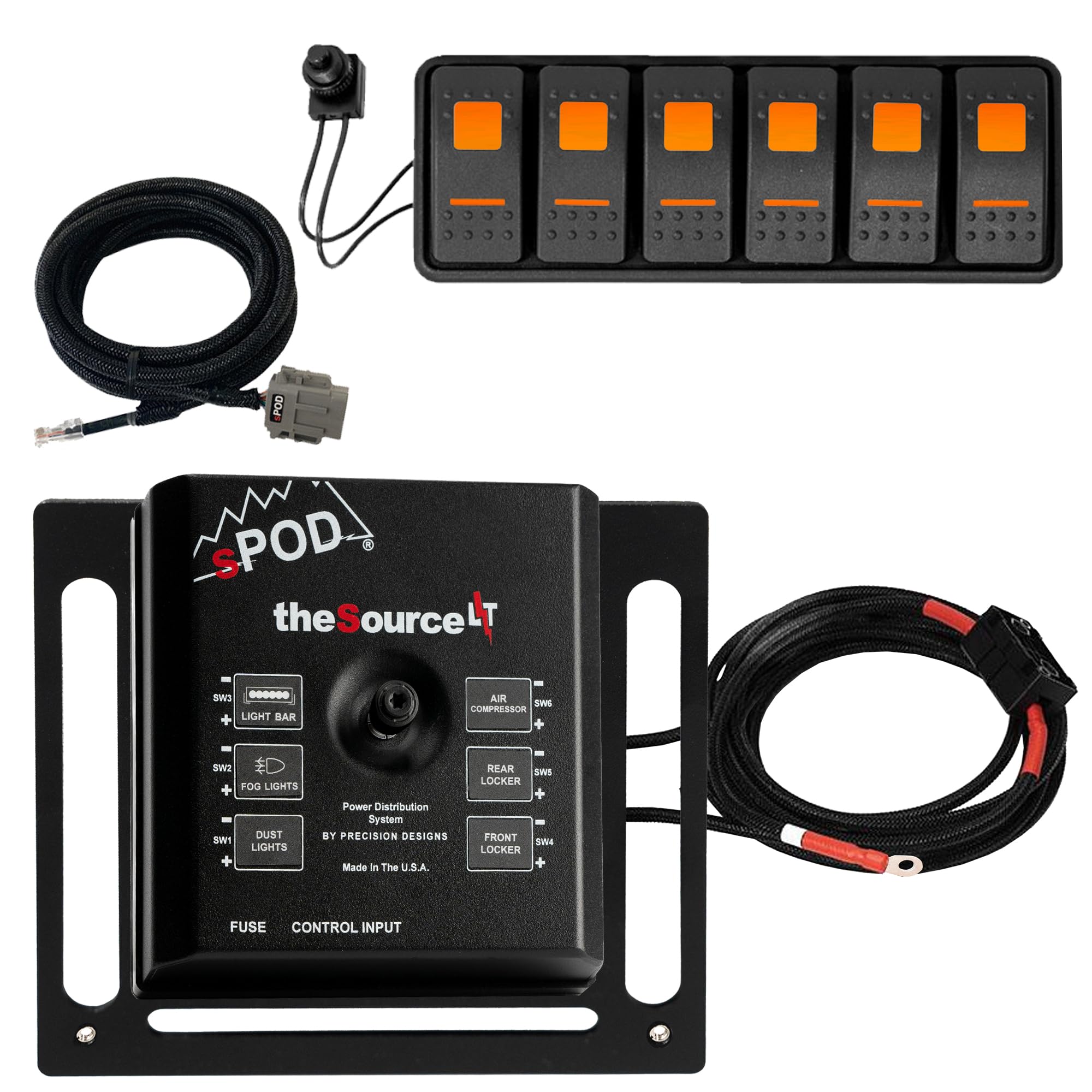 6 Circuit Controller SPOD SourceLT with Amber LED Switch Panel, Universal Fit (36-inch Battery Cable)