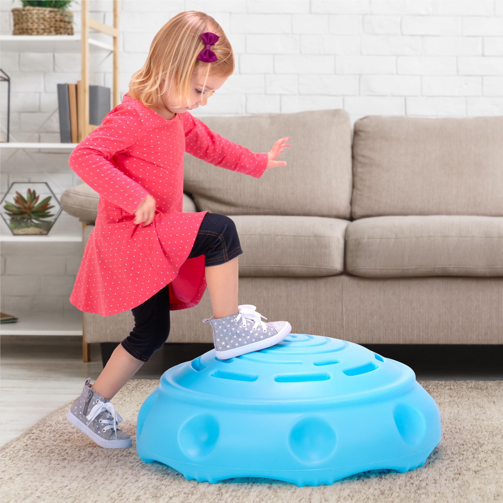 Simplay3 Rock Around Two Sided Wobble Disk and Climbing Dome for Toddlers and Kids - Rocking and Climbing - Indoor/Outdoor, Made in USA (Blue, 1 Pack)