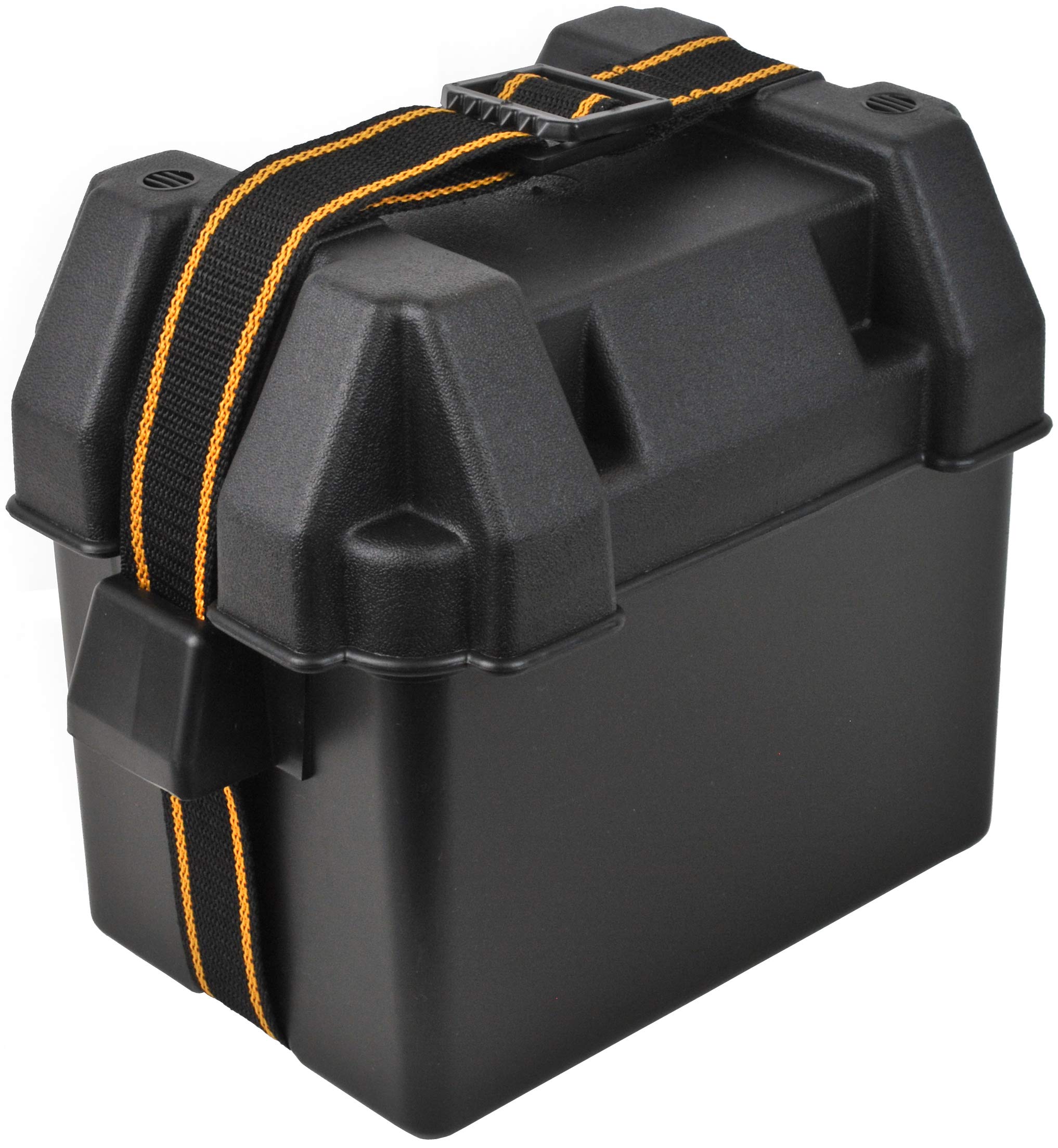 Attwood Small Battery Box 9082-1 with Mounting Kit and Strap, Fits Series 16 and U1 Batteries, Black