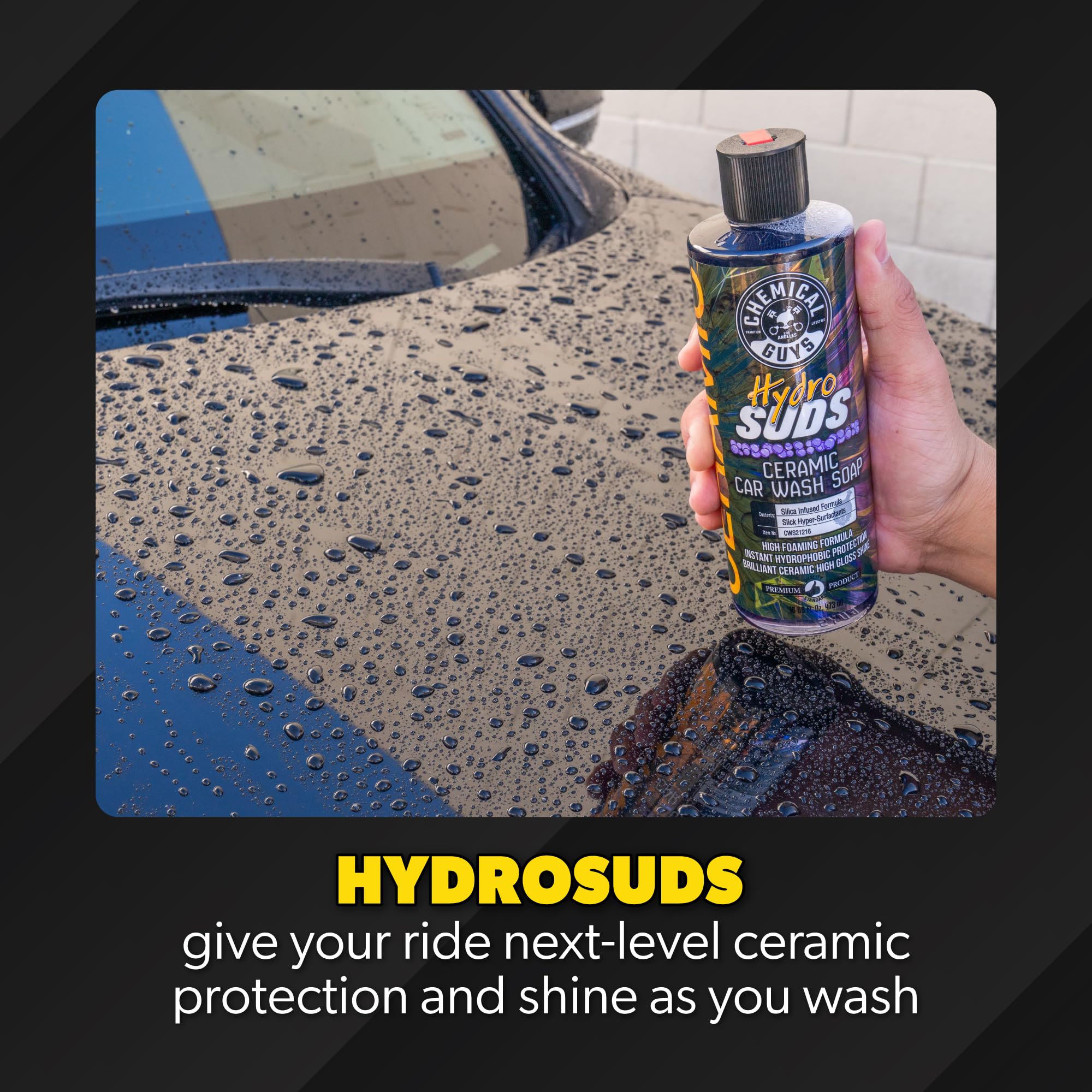 Chemical Guys HydroSuds Ceramic SiO₂ High Foaming Soap Car Wash - Foam Cannon Soap, Works with Foam Guns or Bucket Washes for Cars, Trucks, Motorcycles, RVs, and More, Berry Scent - 16 oz