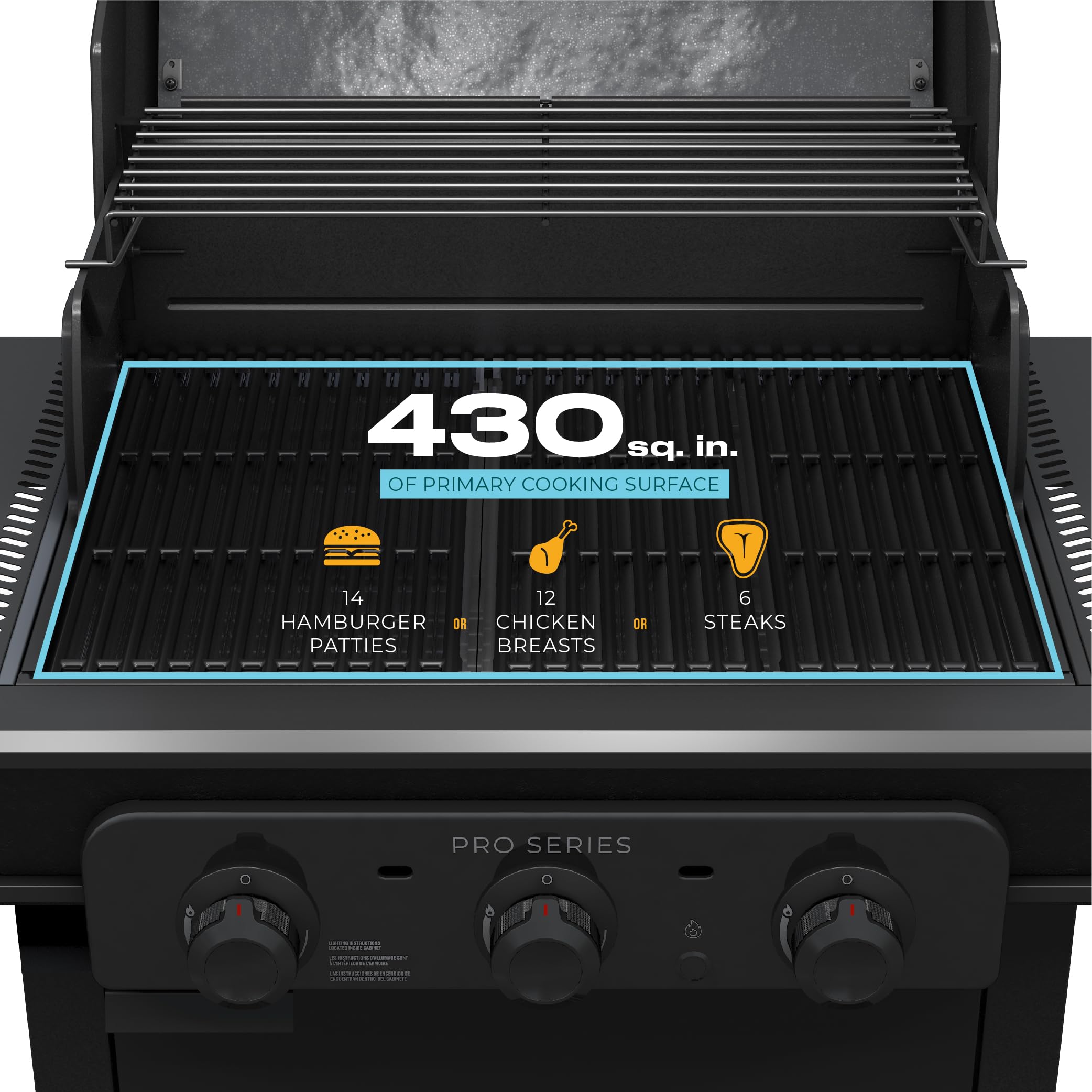 Pro Series™ Charbroil® with Amplifire™ Technology 3-Burner Propane Gas Grill and Griddle Cabinet, Black - 463365124