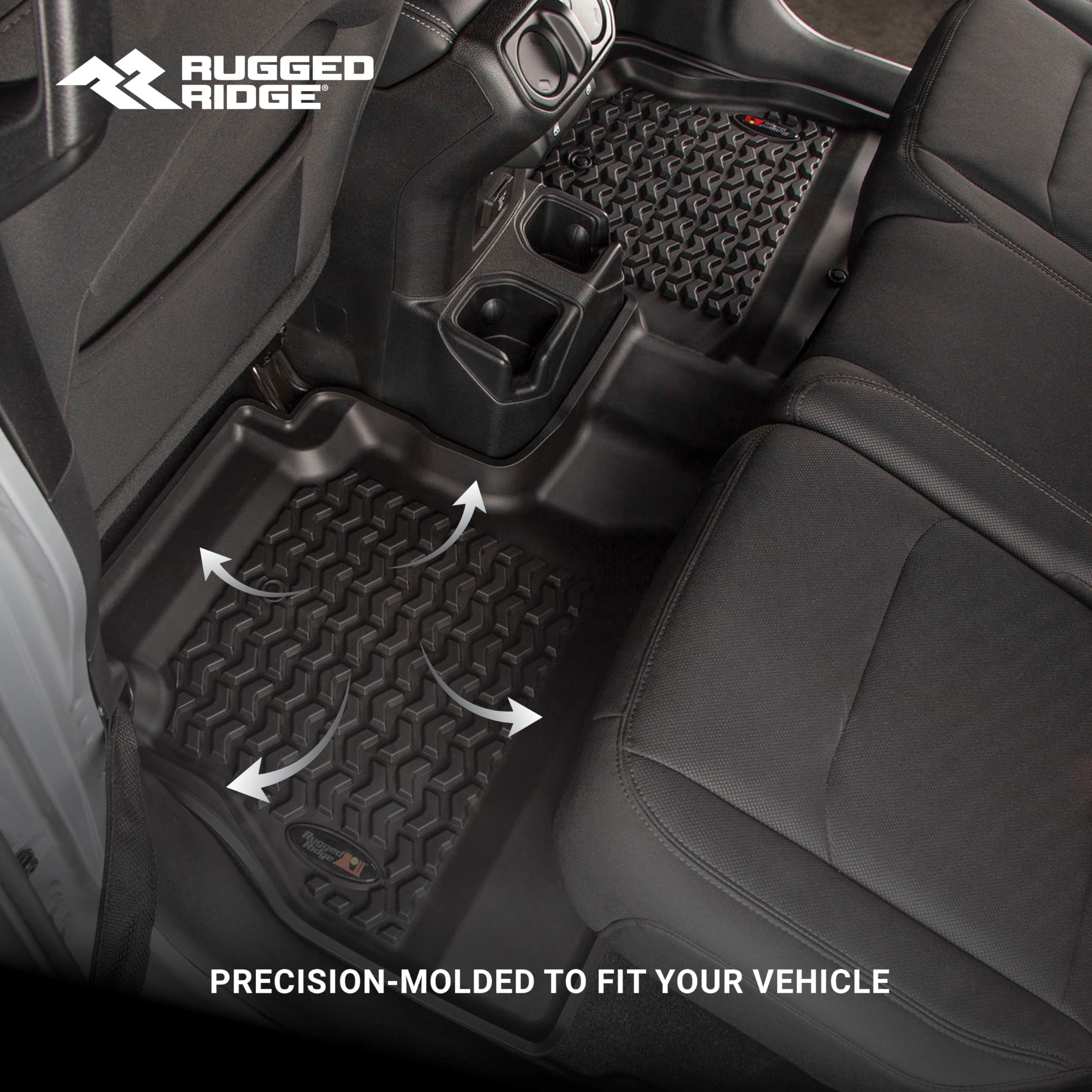 Floor Liner Set Rugged Ridge for Jeep Wrangler JK | Front/Rear/Cargo, 5-Piece Set, Black | 12988.03 | Fits 2011-2018 Jeep Wrangler JK 2-Door