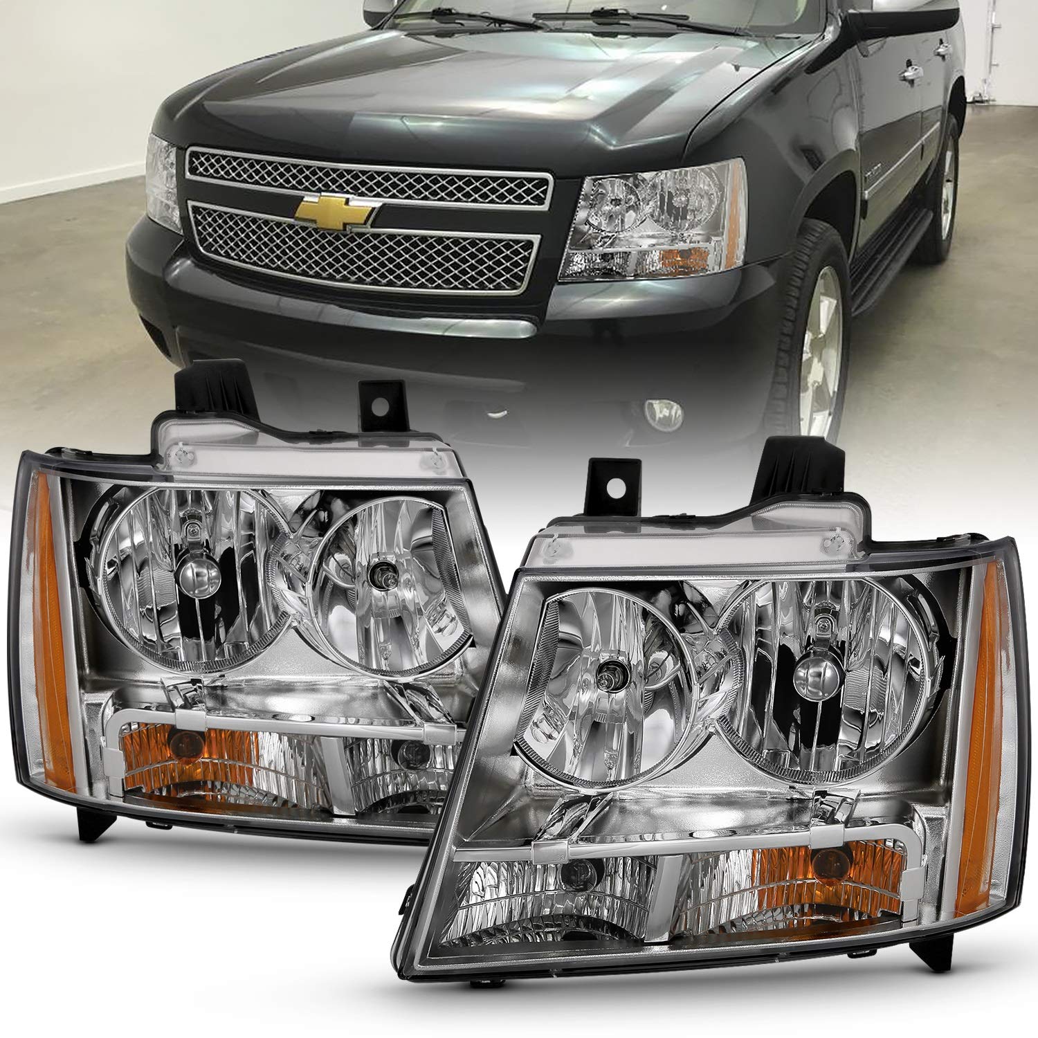 111475 ANZO USA Crystal Headlights fits Chevrolet Tahoe Clear