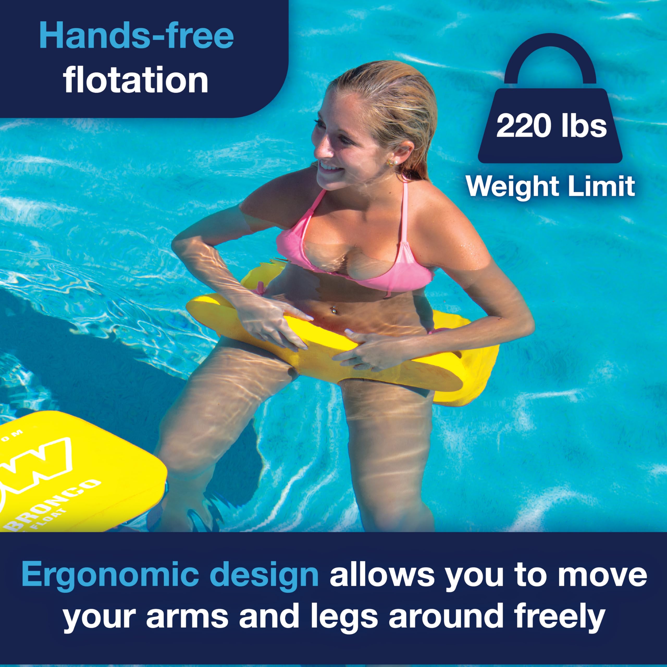 Foam Water Saddle Float - WOW Sports for Kids & Adults - 1 Person Pool Seat - Whale Tail - Pool Party Accessory - Yellow