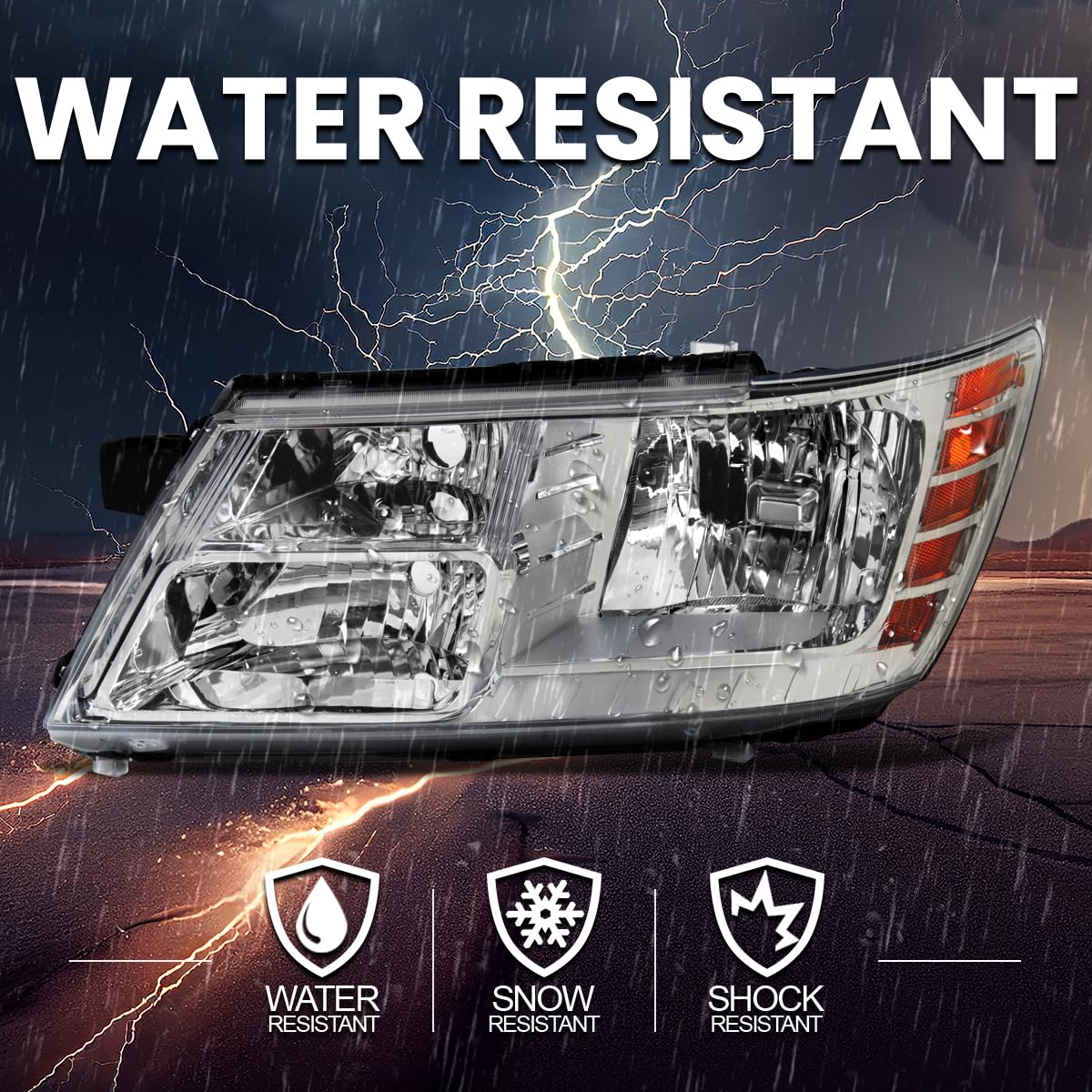 Chrome Headlights SPEC-D TUNING Compatible with 2009-2020 Dodge Journey, Left + Right Pair Headlamps Assembly