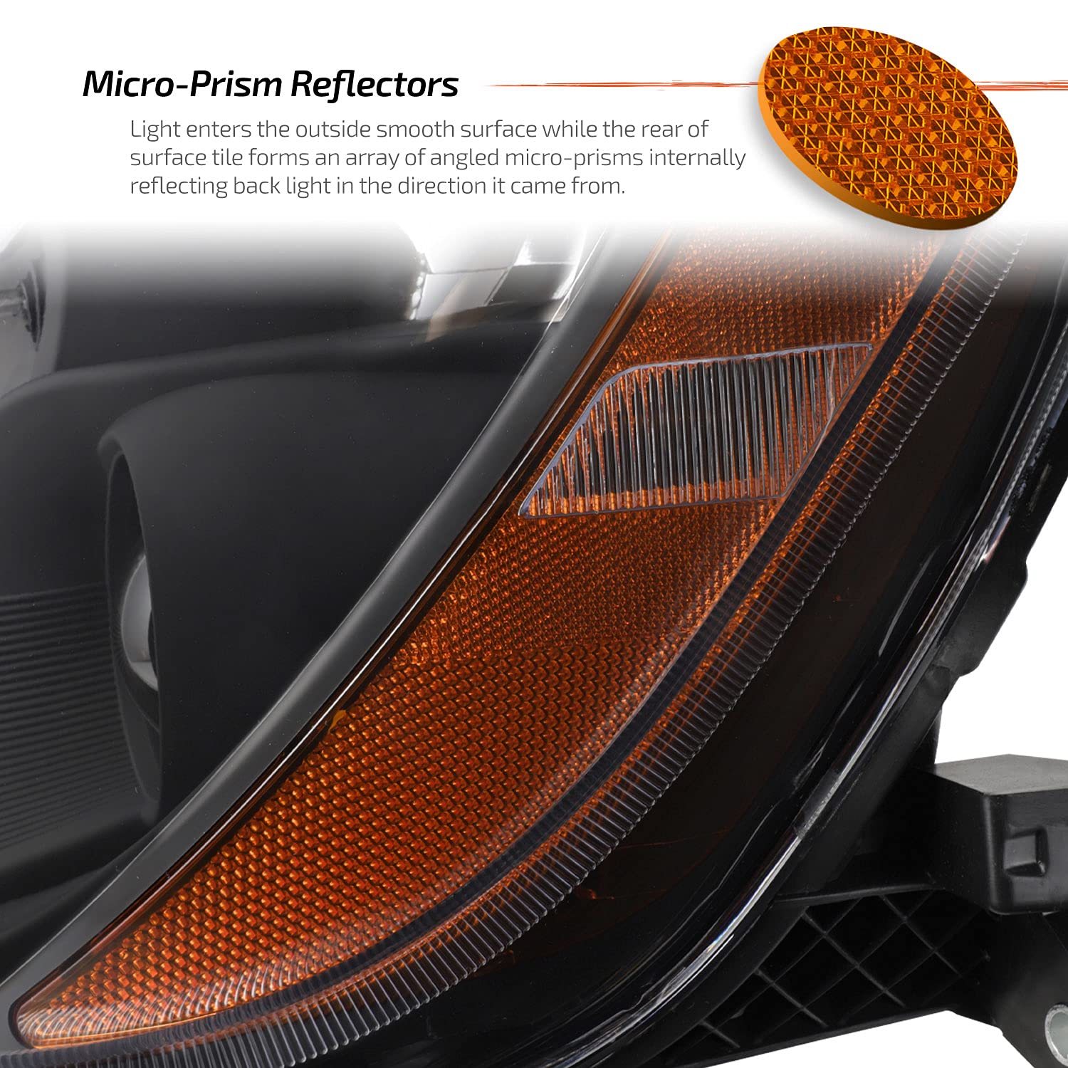 AKKON - OE Halogen Style Projector Headlights Fits 2013-2019 Kenworth T680 Black Housing - Pair Replacement