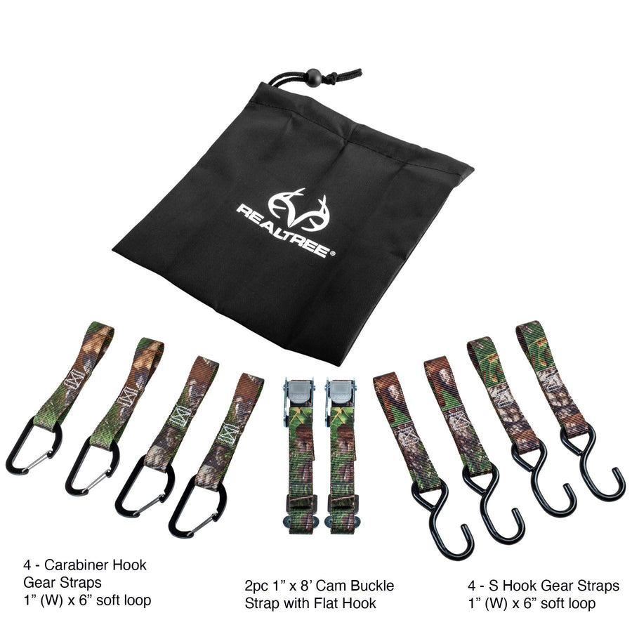 Camo Gear Realtree Hanger Tree Strap, 8 Movable Metal Hooks, Hunting, Camping - 240313