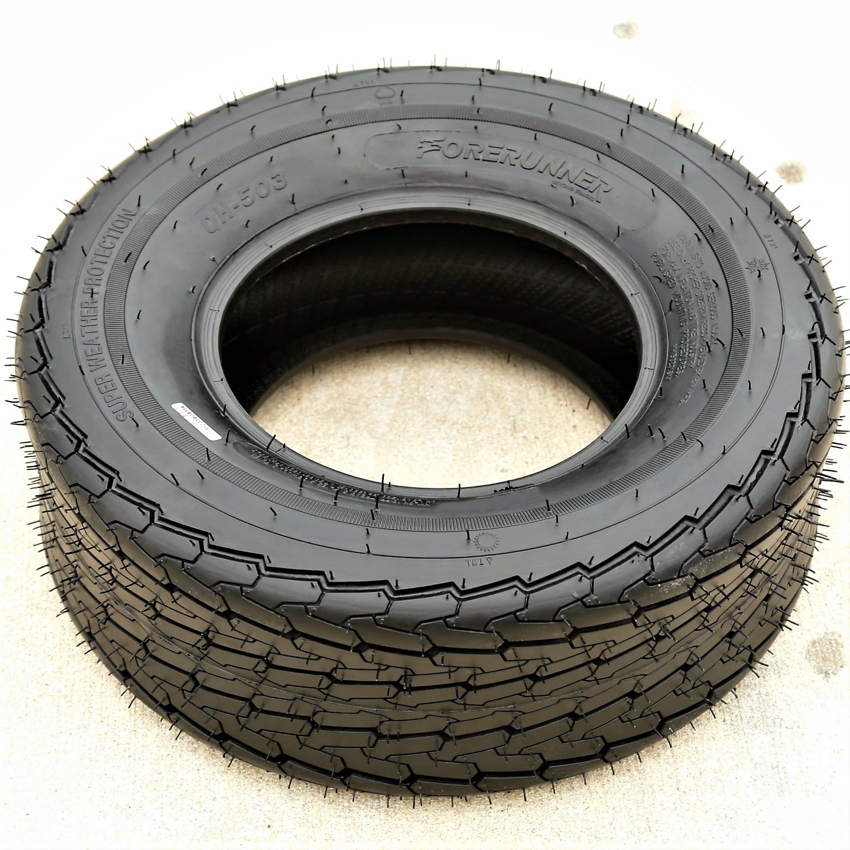 Premium Forerunner QH503 Boat Trailer Tire-16.5X6.50-8ST 16.5X6.50X8 Load Range C LRC 6-Ply BSW Black Side Wall