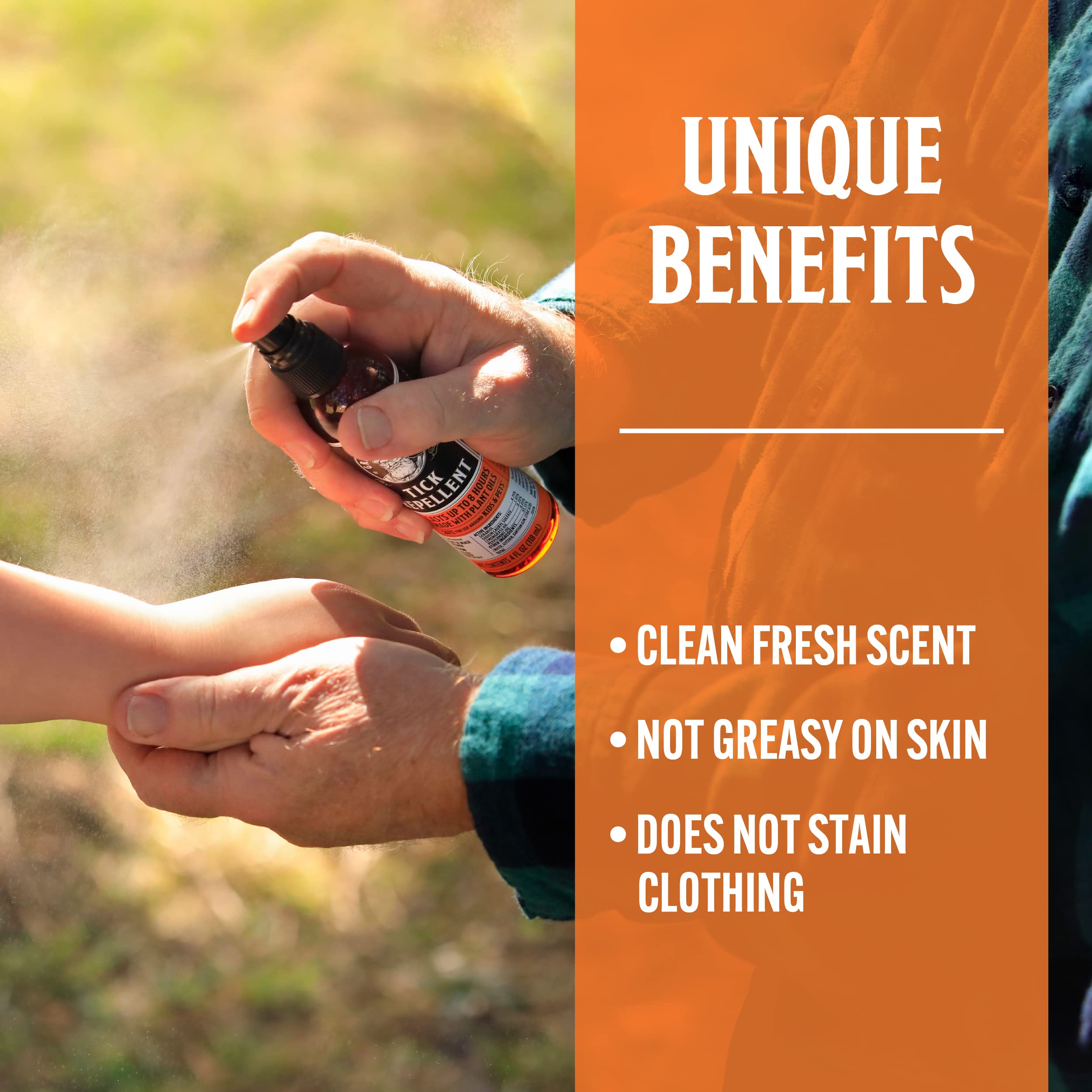 Natural Tick Repellent Spray Grandpa Gus's with Essential Oils - for Humans, DEET-Free, Up to 8 Hours of Protection, Camper Essentials, Safe Around Kids and Dogs, 4 oz (Pack of 2)
