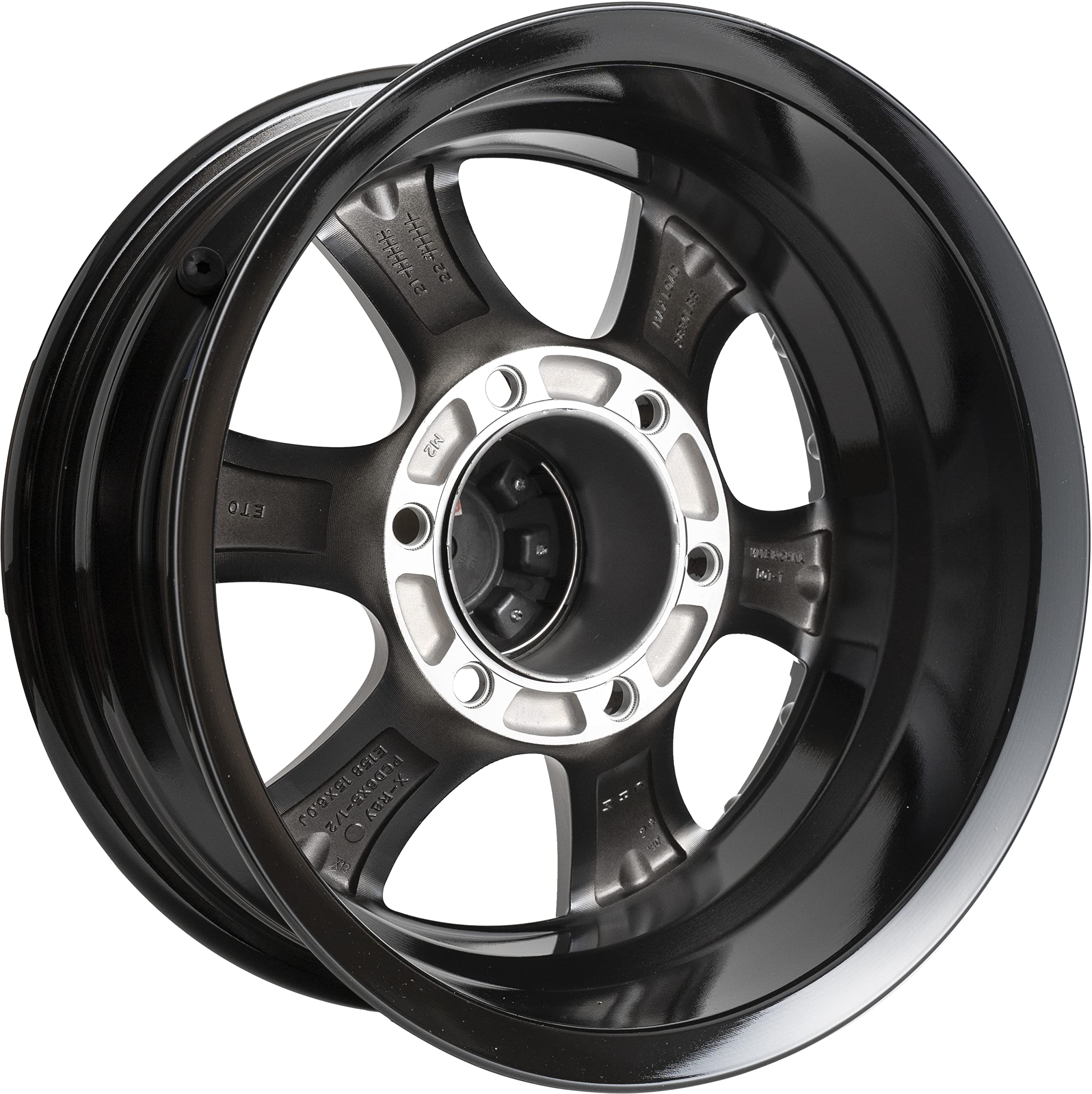 Viking™ Series 15" x 6" 6 On 5.5 Machined Lip Gloss Black Aluminum Trailer Wheel with Chrome Cap - *Trailer Use Only…