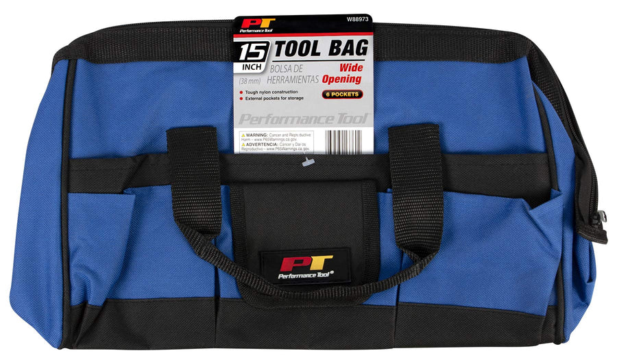 15-Inch Performance Tool W88973 Wide Opening Tool Bag | Exterior Pockets For Tool Organization