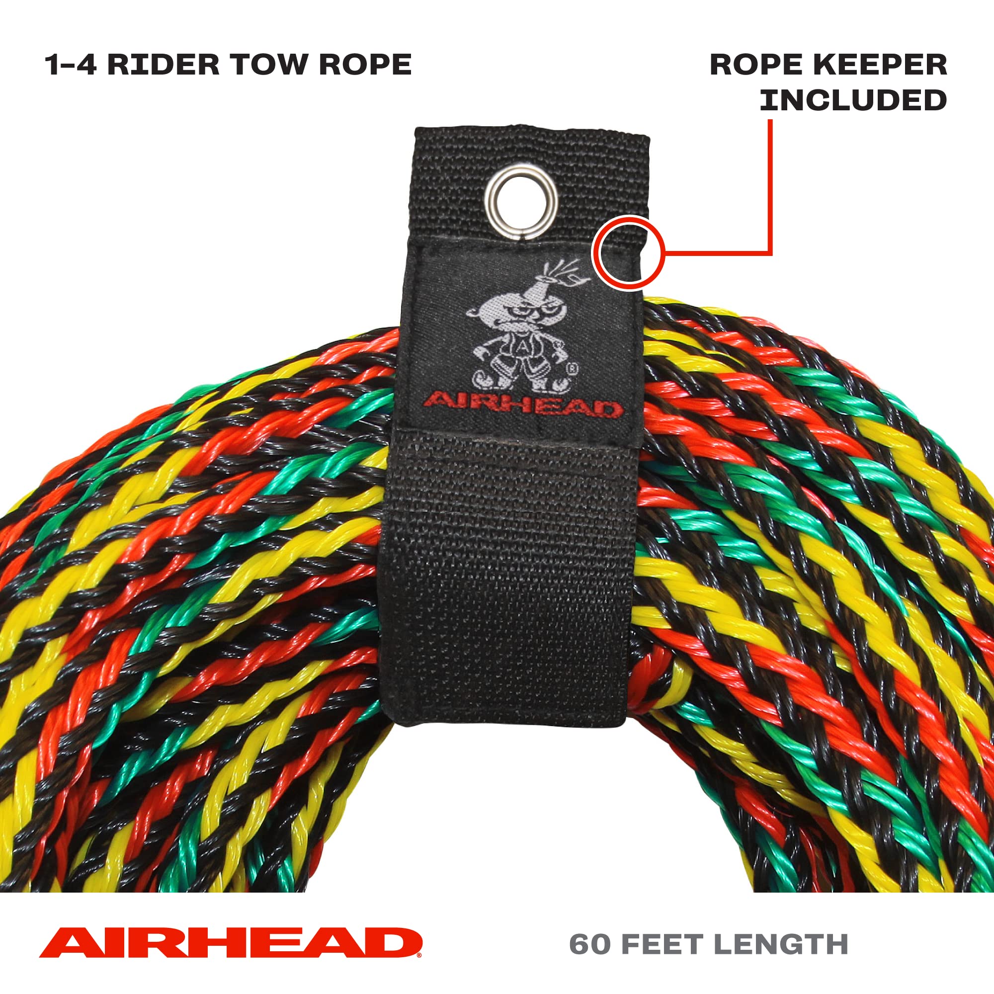 Tow Rope Airhead, 1-4 Rider Rope for Towable Tubes Multi, 9/16"