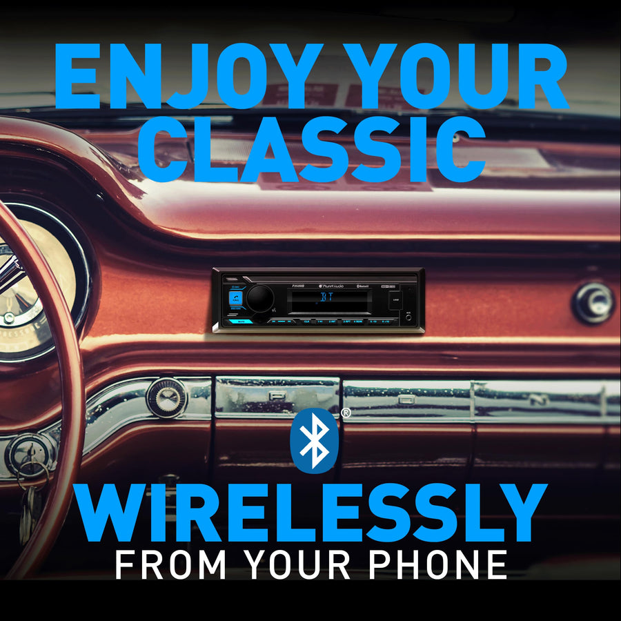 P350MB Planet Audio Car Audio Stereo System - Single Din, Bluetooth Audio and Hands-Free Calling, MP3, USB Audio, USB Charging, AUX Input, AM/FM Radio Receiver, No CD Player