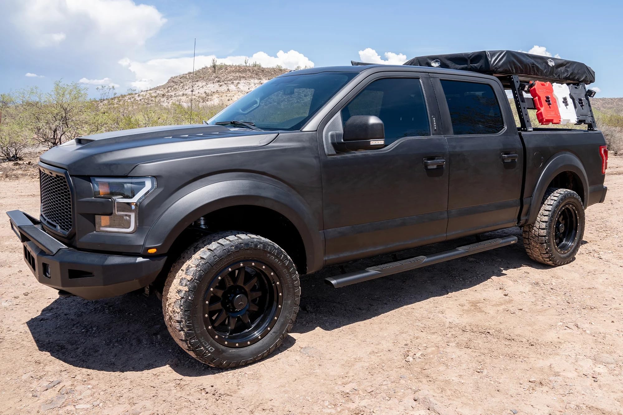 5in Oval Style Raptor Series Running Boards Steps Black Aluminum | Part 2007-0467BT