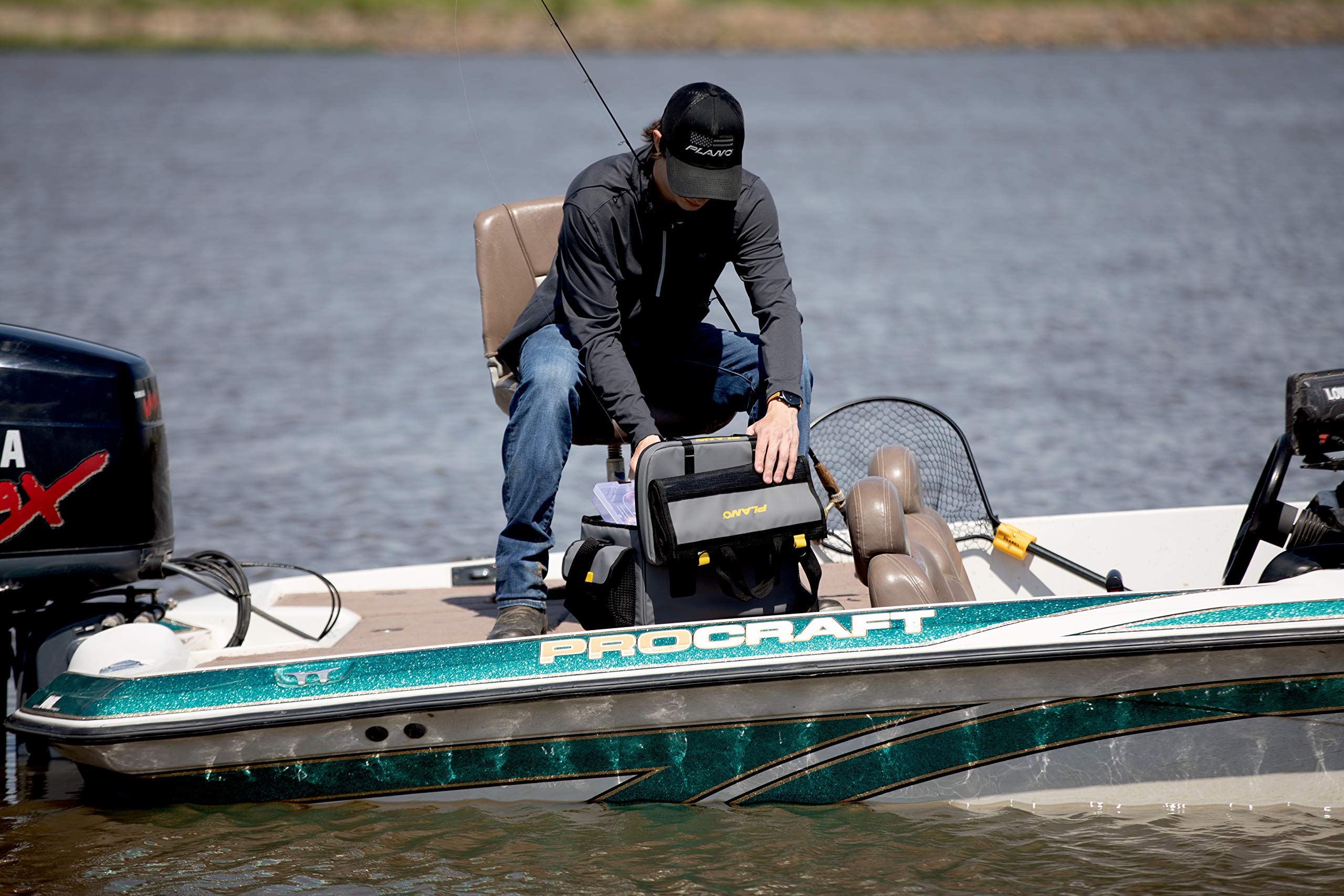 Gray Plano Z-Series 3700 Tackle Bag, PVC Fabric with Waterproof and Non-Skid Base, Includes 2 3700 StowAway Utility Boxes, Soft Fishing Tackle Storage Bag