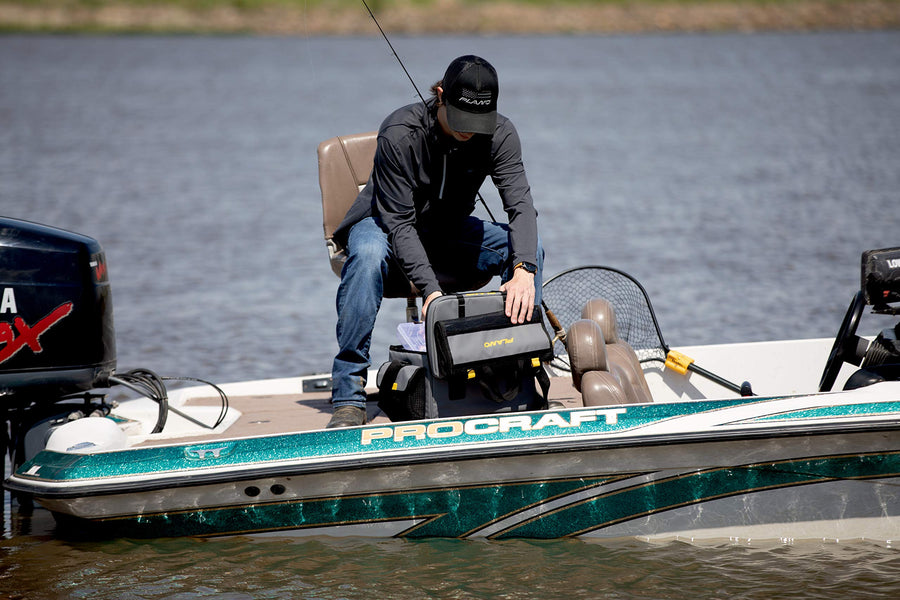 Gray Plano Z-Series 3700 Tackle Bag, PVC Fabric with Waterproof and Non-Skid Base, Includes 2 3700 StowAway Utility Boxes, Soft Fishing Tackle Storage Bag