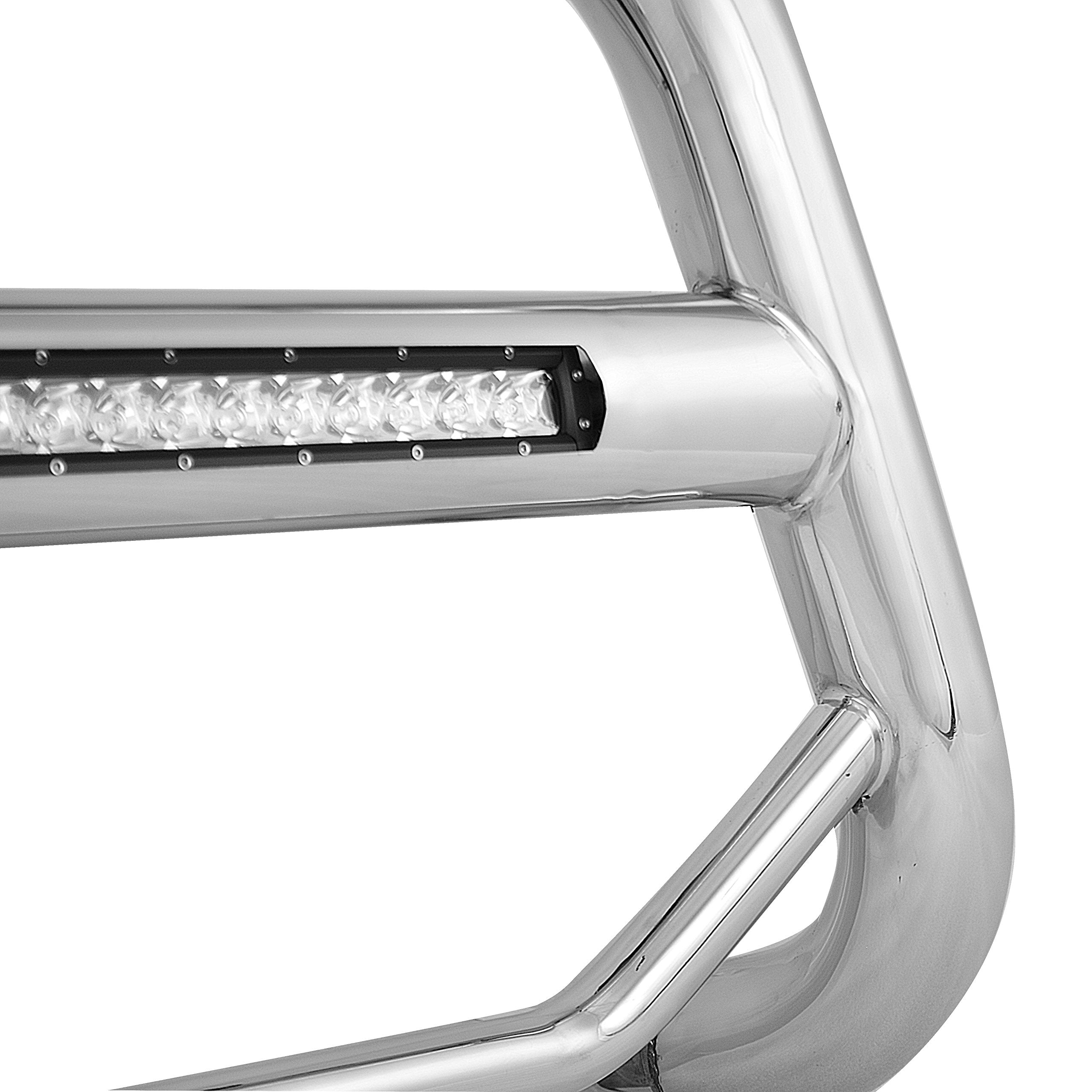 MAX Black Horse Beacon Bull Bar No Skid Plate Stainless Steel Compatible with 2008-2012 Nissan Pathfinder-MAB-NIPAS