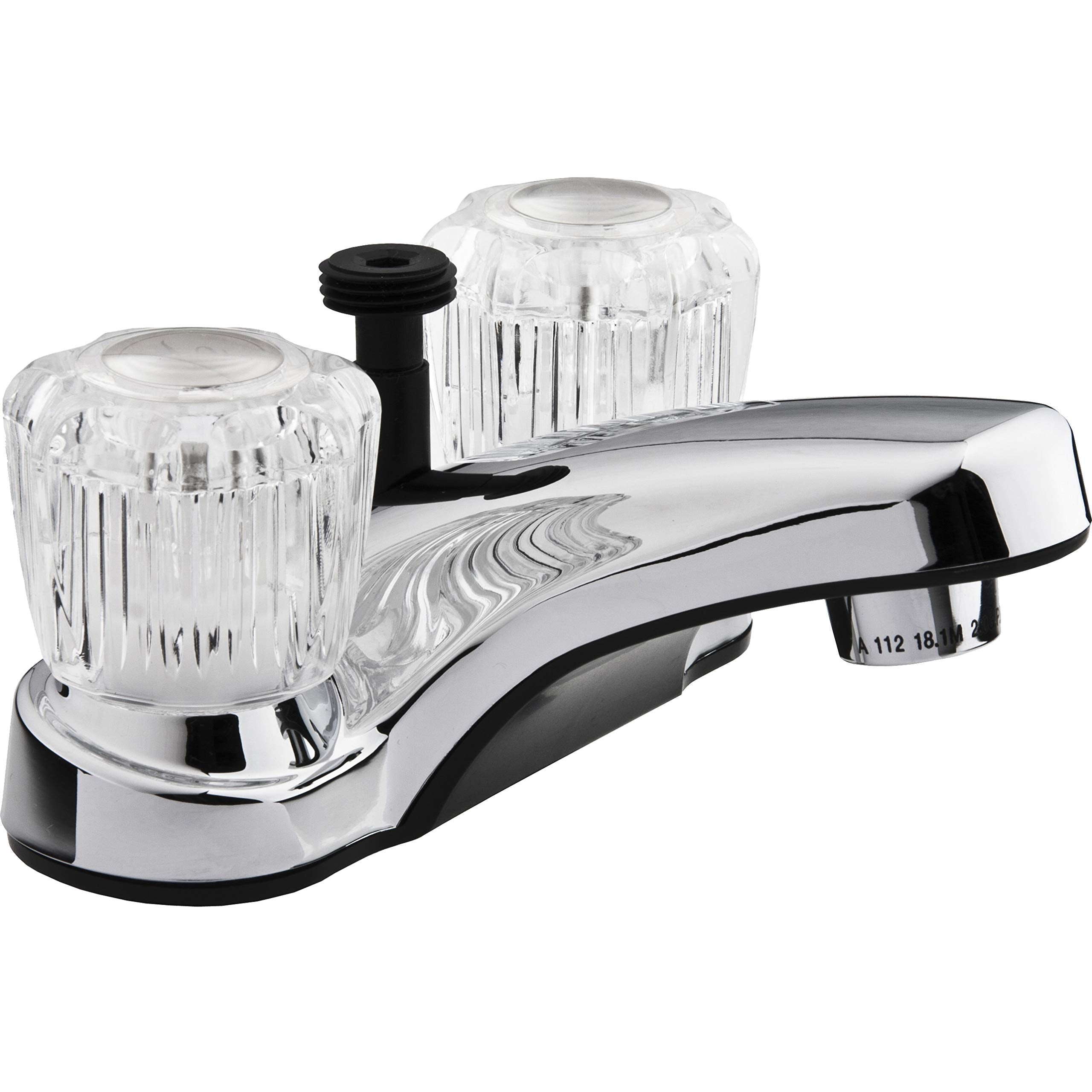 RV Bathroom Faucet Dura Faucet DF-PL720A-CP with Crystal Acrylic Knobs and Shower Hose Diverter (Chrome)