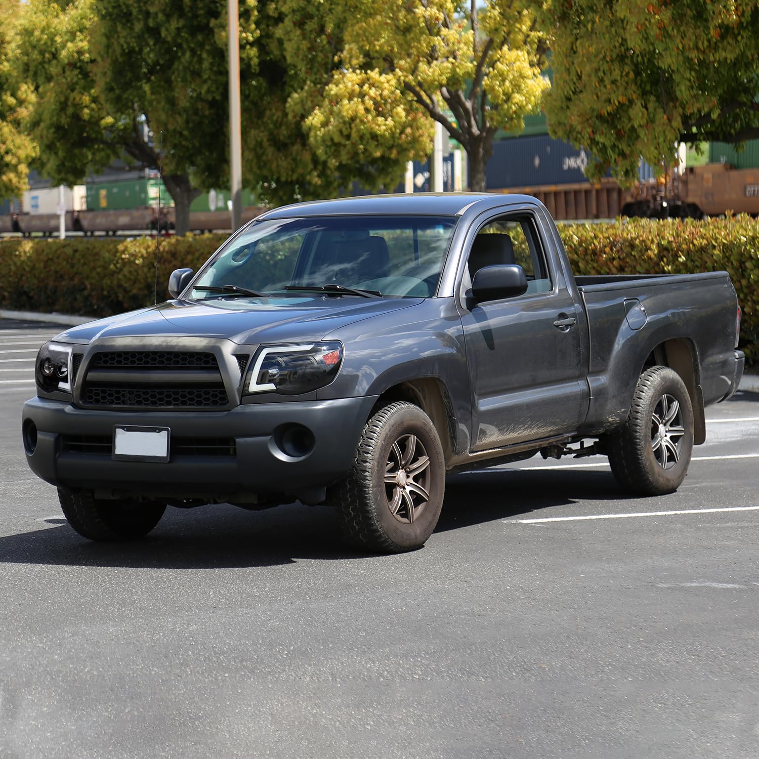 Black Smoke SPEC-D TUNING Projector Headlights w/LED Sequential and Switchback Turn Signal Compatible with 2005-2011 Toyota Tacoma, Left + Right Pair Headlamps Assembly