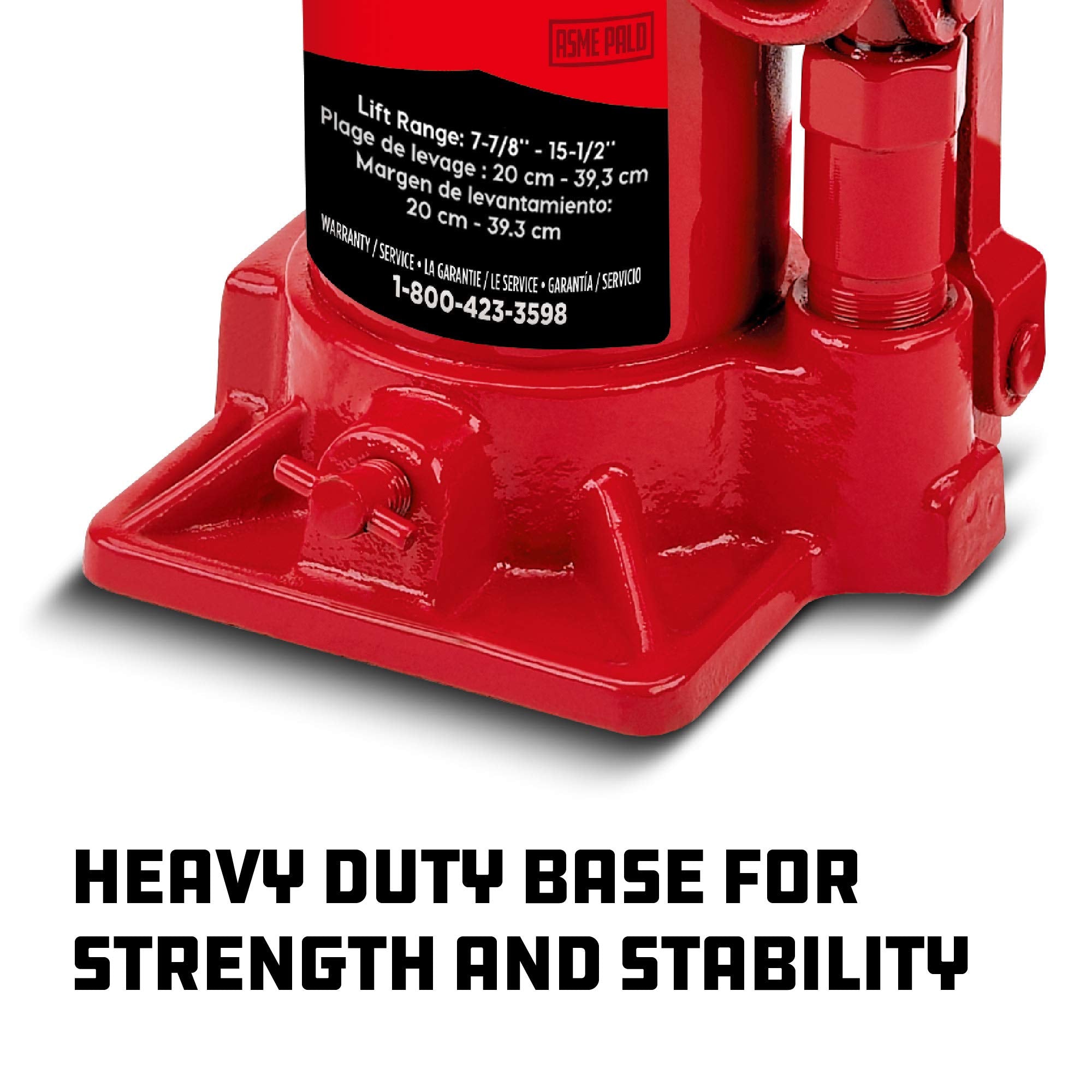 Powerbuilt 8 Ton Heavy Duty Bottle Jack, 16000 Pounds Capacity Hydraulic Vehicle Lift with Stable Base, Lifting Range: 7-1/2-Inch to 15-1/2-Inch - 647527, black