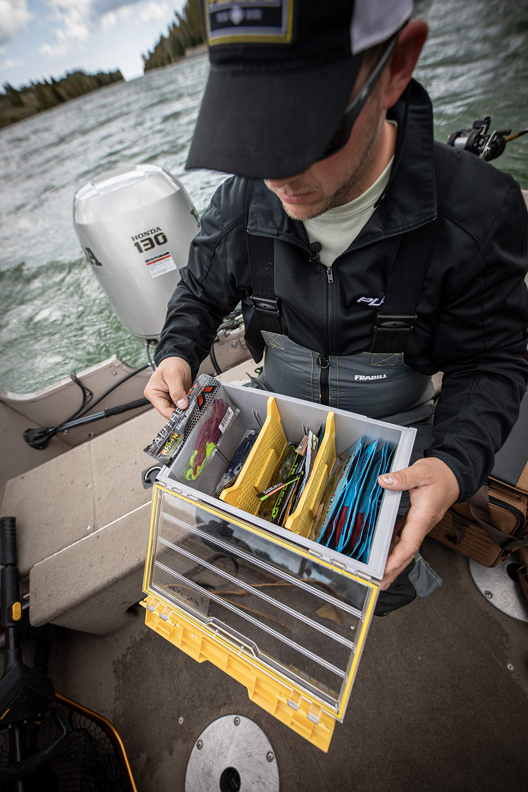 Plano EDGE Bulk Plastics and Tackle Premium Utility Box, Clear and Yellow, Rust-Resistant, Waterproof Bulk Premium Storage Organizer for Plastic Tackle