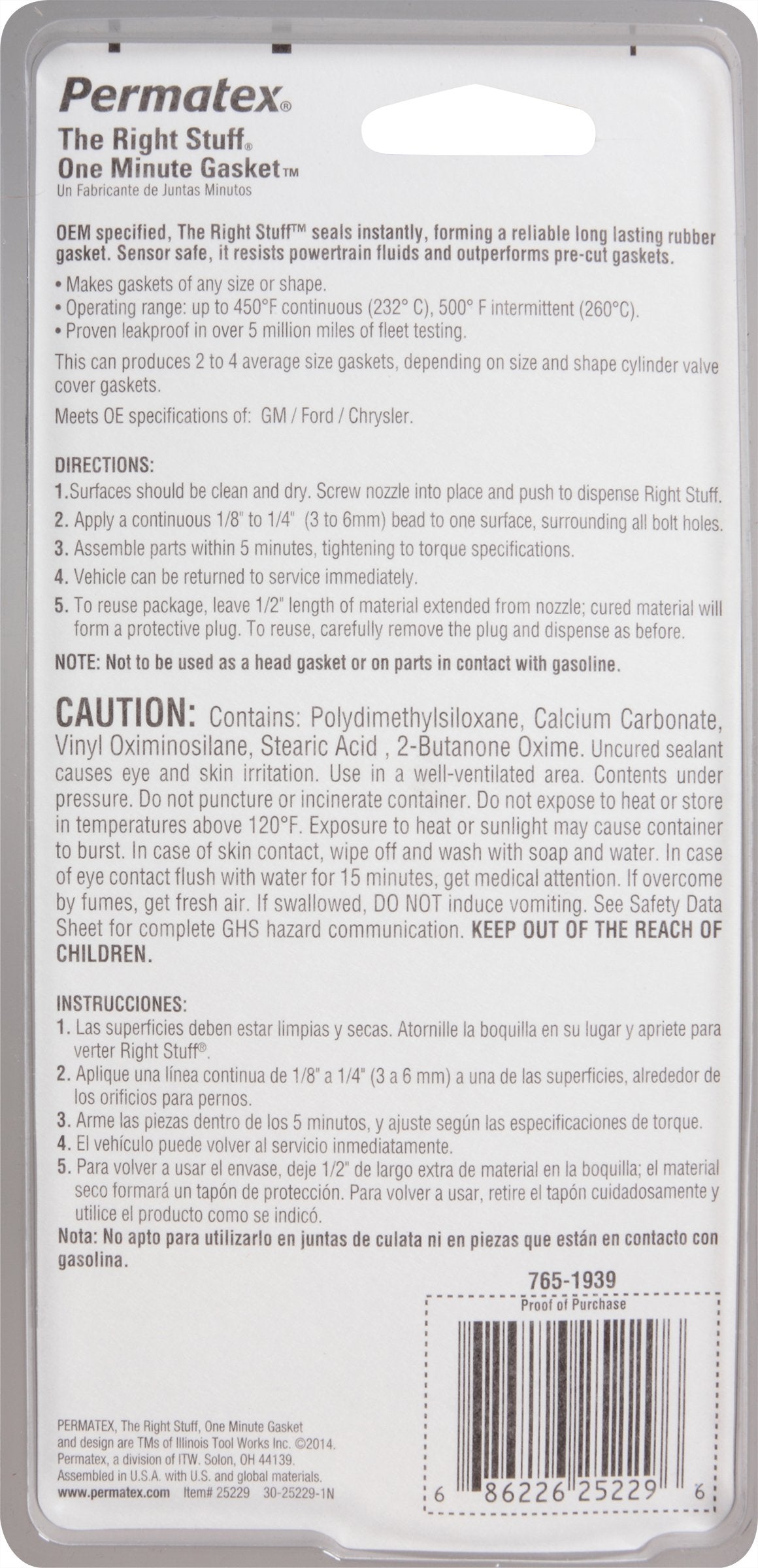 The Right Stuff Permatex 25229 1 Minute Black Gasket Maker, 3 oz.