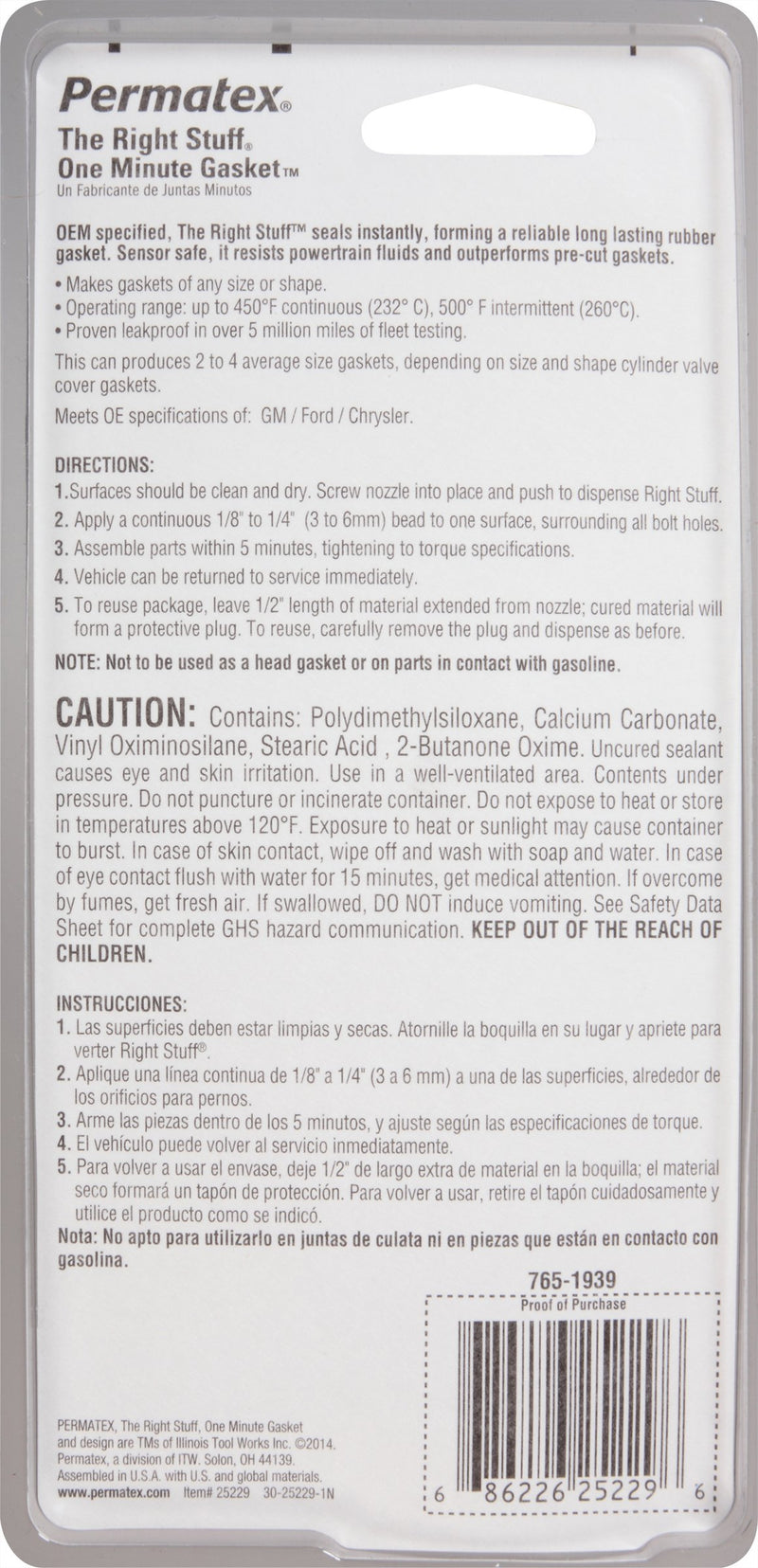 The Right Stuff Permatex 25229 1 Minute Black Gasket Maker, 3 oz.