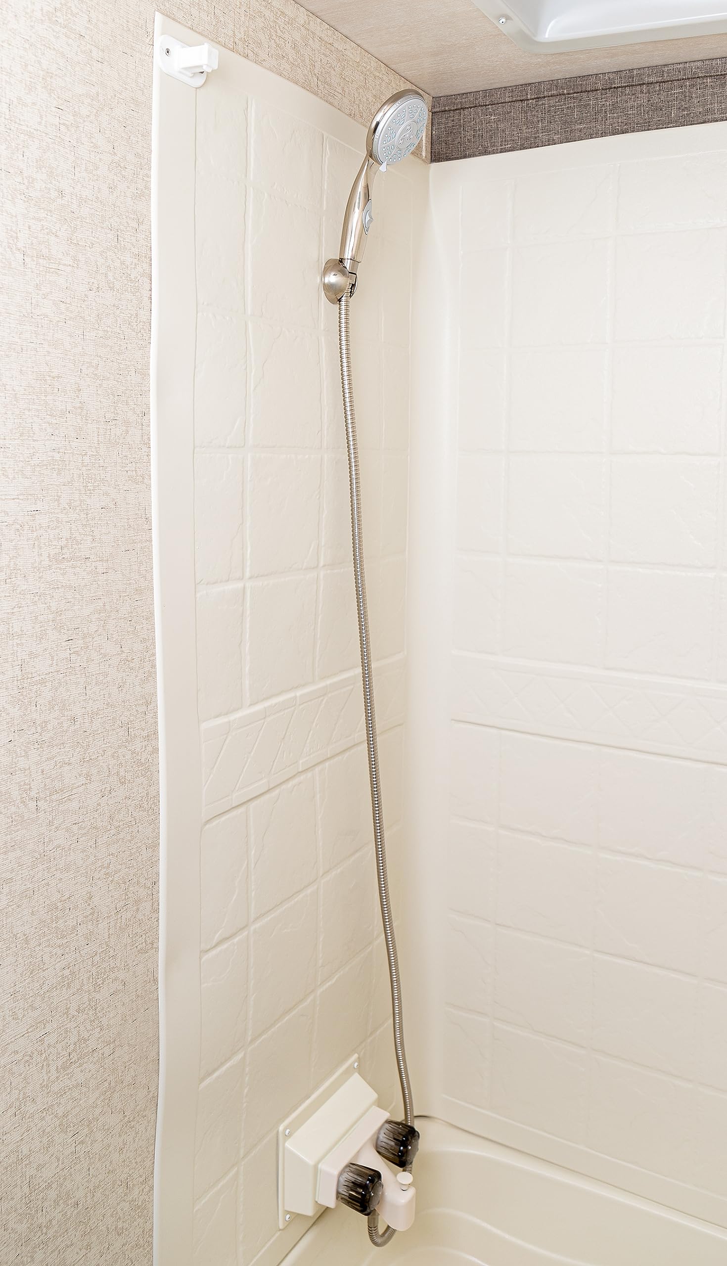 Complete Camco RV/Marine Shower Head Kit | Features Convenient On/Off Switch for Water Efficient Showers | 5 Spray Patterns | Brushed Nickel (43747)