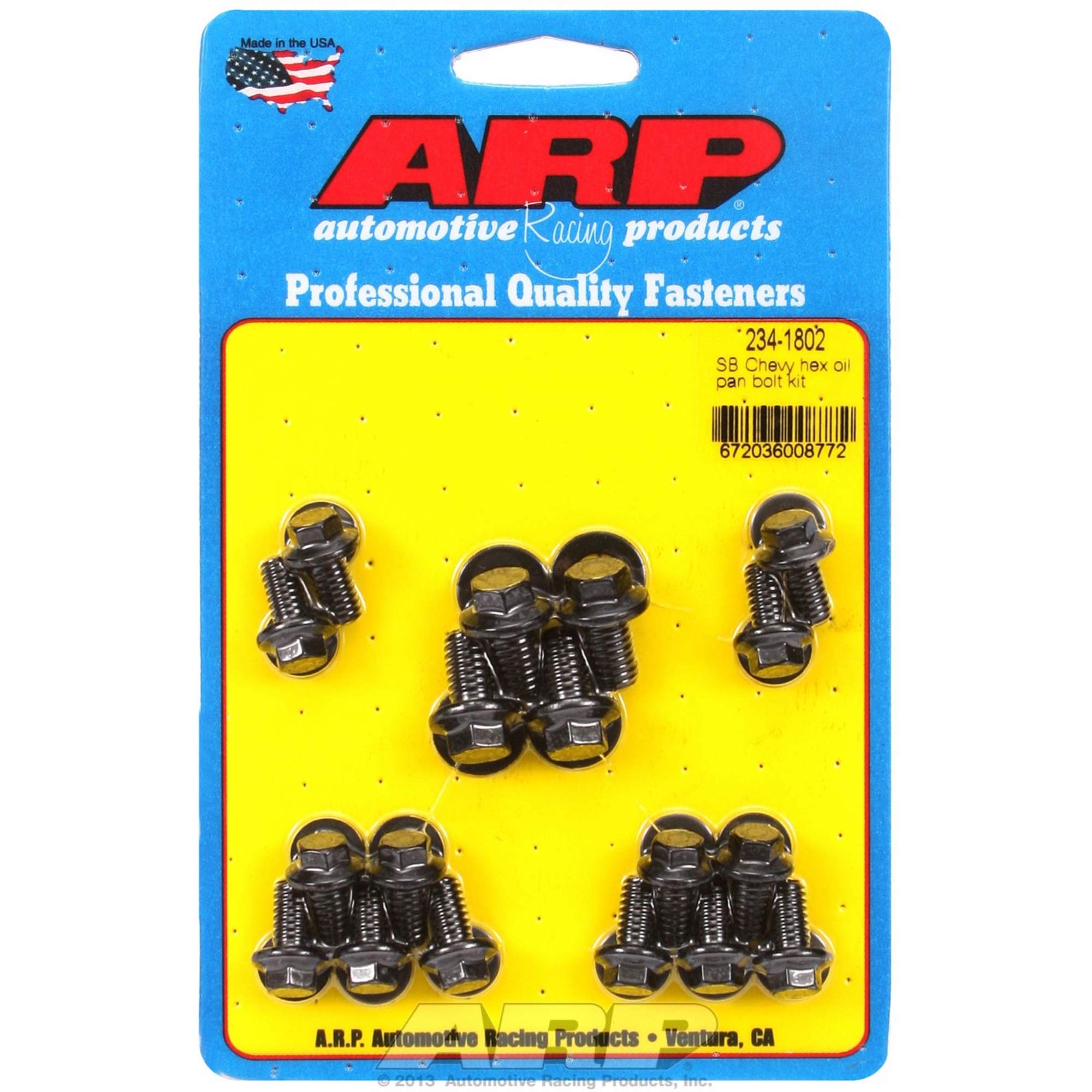 ARP 2341802 Hex Oil Pan Bolt Kit, Black Chrome Moly Steel, for Select Chevrolet Small Block Applic