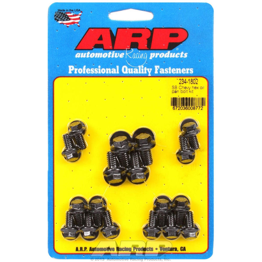 ARP 2341802 Hex Oil Pan Bolt Kit, Black Chrome Moly Steel, for Select Chevrolet Small Block Applic