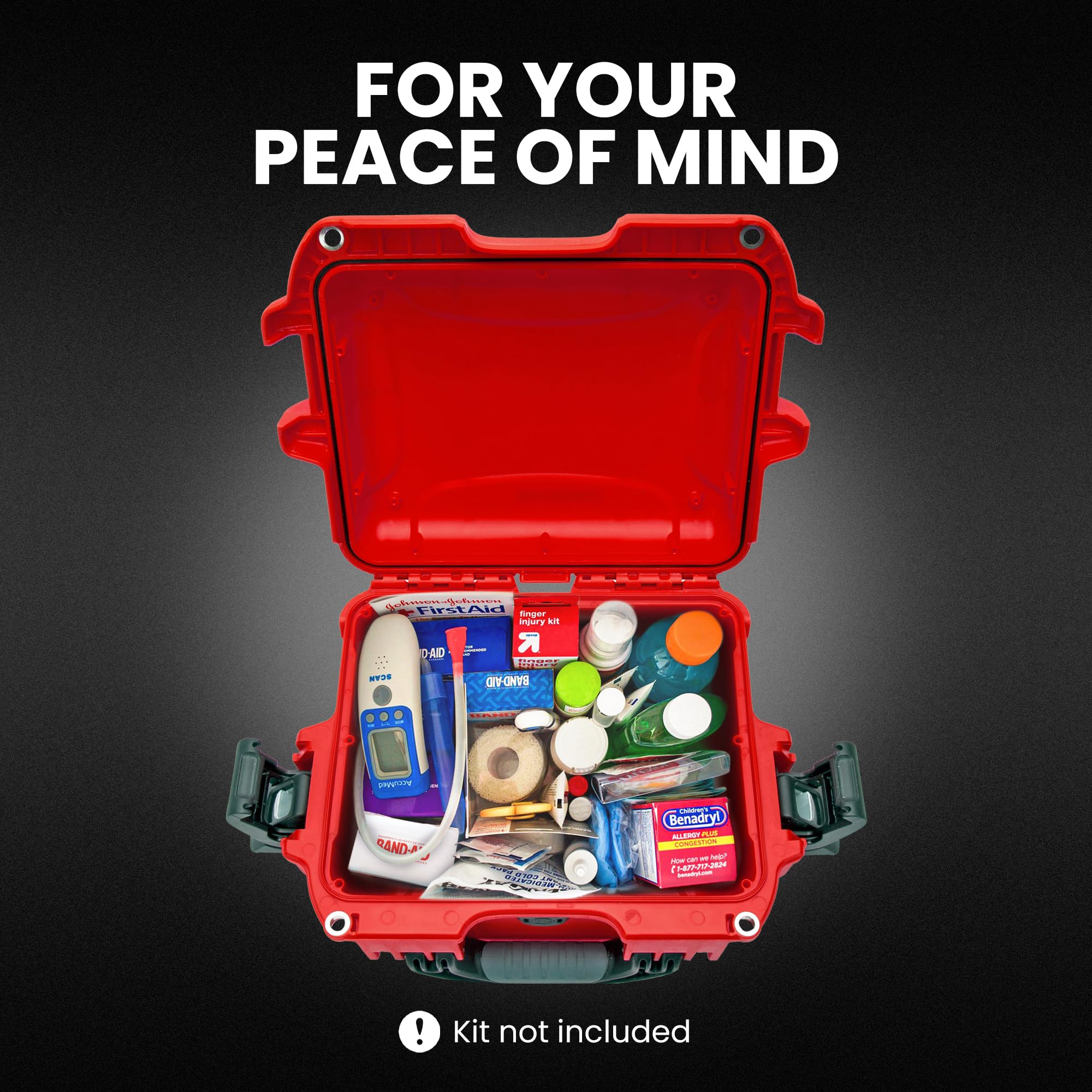 NANUK Waterproof 908 First Aid Box Empty – Durable, Medical First Aid Organizer Case, IP67-Rated, Dustproof, Impact-Resistant, and Floats (9.5" x 7.5" x 7.5") – Red