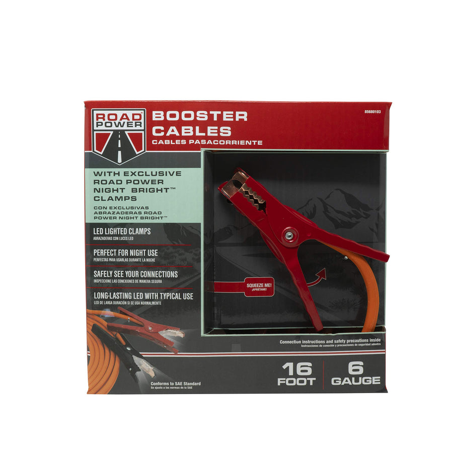 16-ft Road Power 6 Gauge Booster Cable with Night Bright LED Lighted End Clamp Jumper Cable