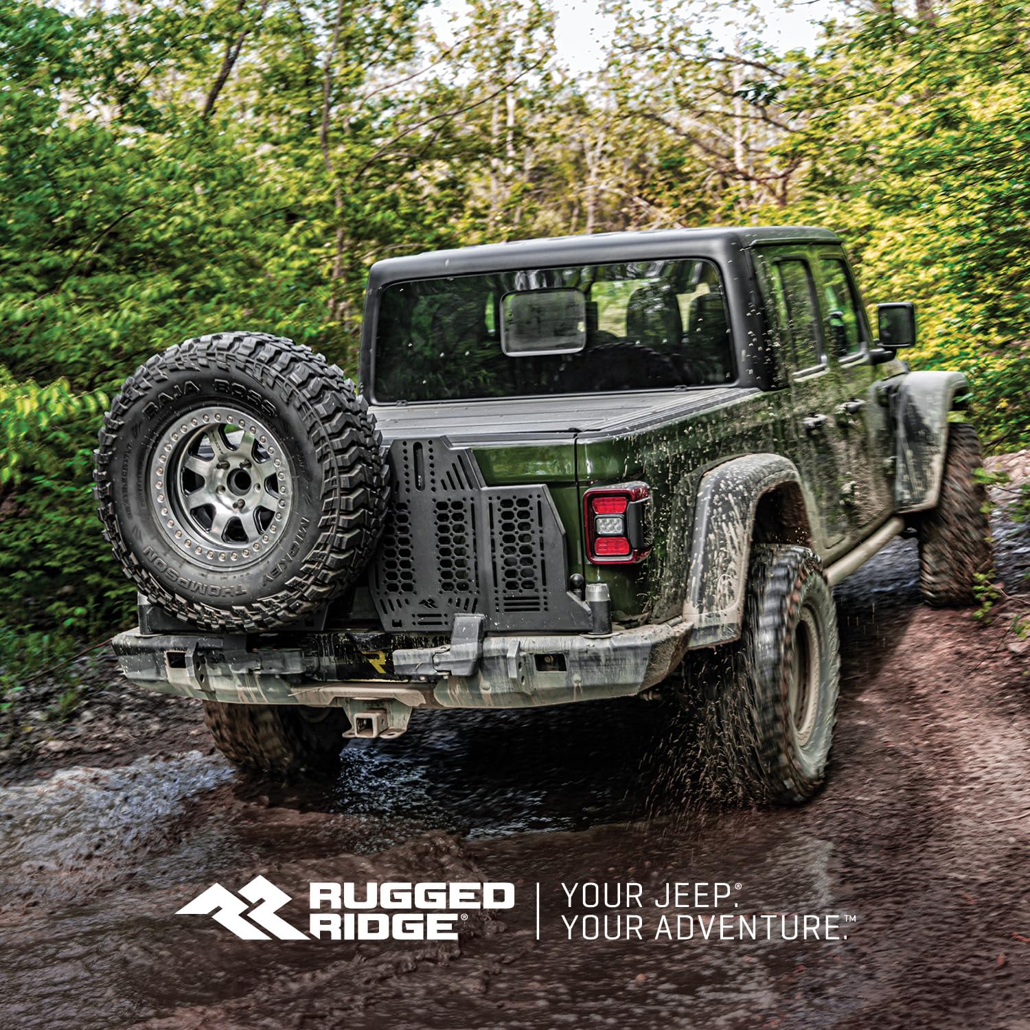 Rugged Ridge Driver Side WingMate Molle Panel for Jeep Gladiator JT | Heavy Duty, Textured Black, Steel | 11540.41 | Fits 2020-2024 Jeep Gladiator JT w/Rear WingMate Bumper (Part # 11540.38)