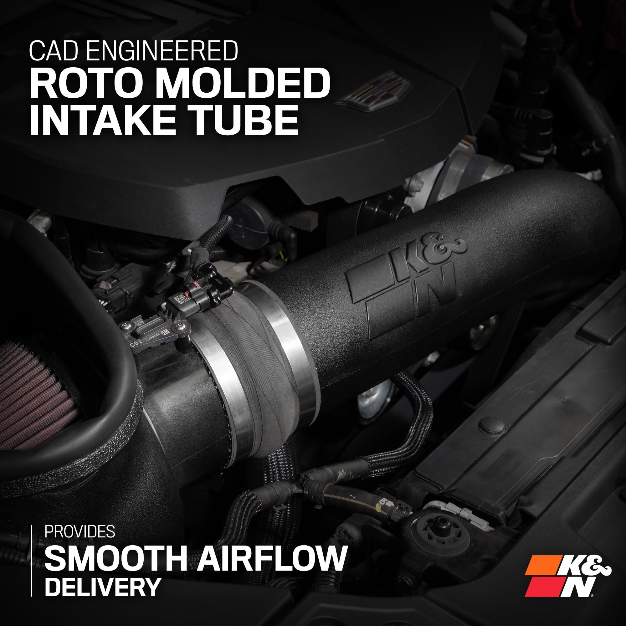 K&N High-Flow Air Filter Cold Air Intake System: Increase Performance & Acceleration: Compatible with 2022-2025 Cadillac: CT5, 63-3121