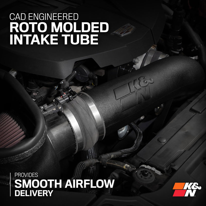 K&N High-Flow Air Filter Cold Air Intake System: Increase Performance & Acceleration: Compatible with 2022-2025 Cadillac: CT5, 63-3121