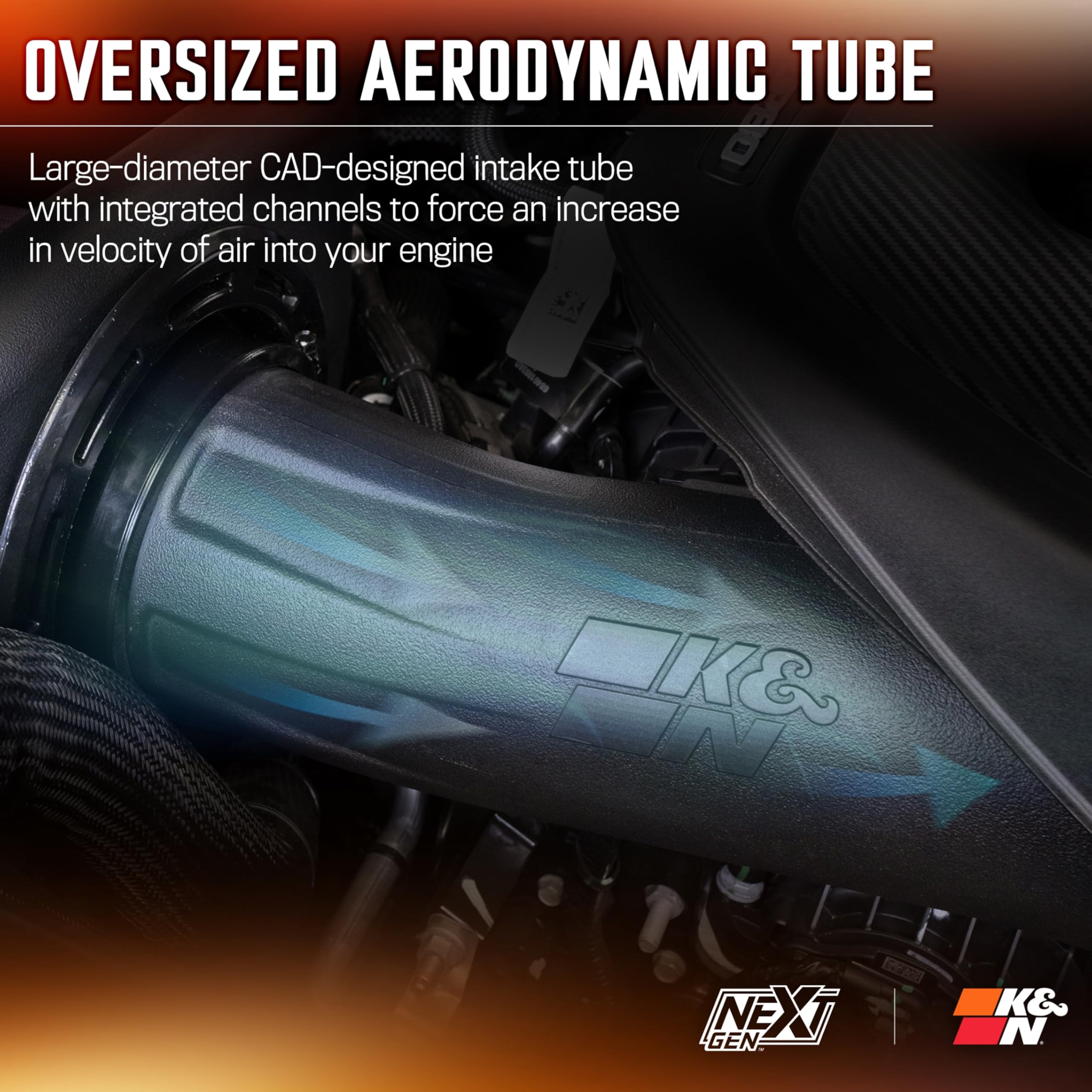 Cold Air Intake System K&N NextGen: High-Flow Cotton Filter: Compatible with 2025 RAM 1500; 50-1598