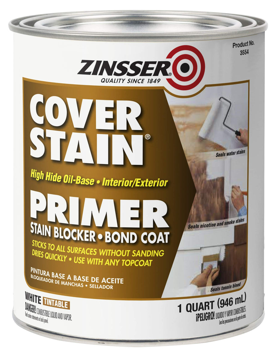 Rust-Oleum Zinsser 3554 High Hide Cover Stain Primer and Sealer, White 32 Fl Oz (Pack of 1)