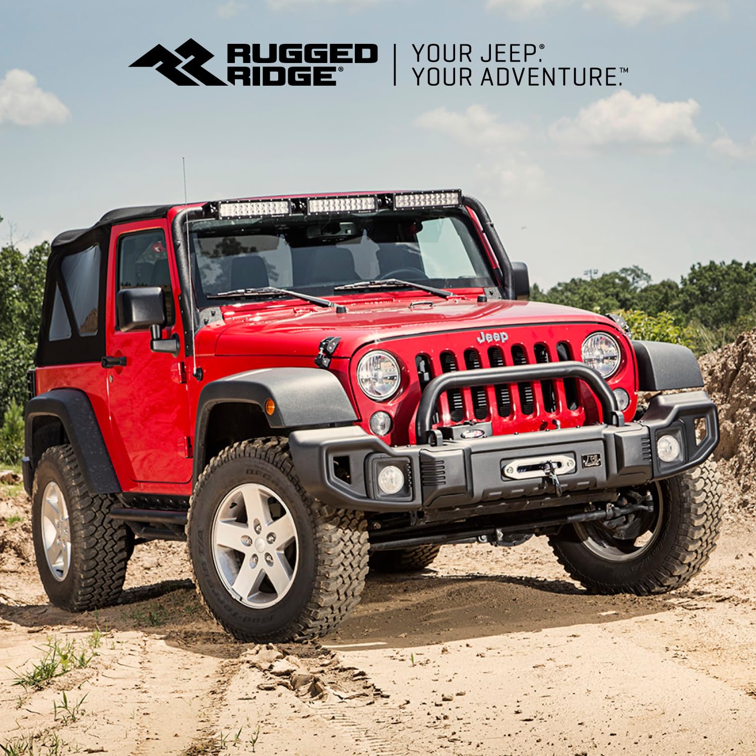 Rugged Ridge Front Spartacus Bumper for Jeep Wrangler/Gladiator | Full-Width, Steel, Black | 11544.21 | Fits 2018-2025 Jeep Wrangler JL; 2020-2025 Jeep Gladiator JT