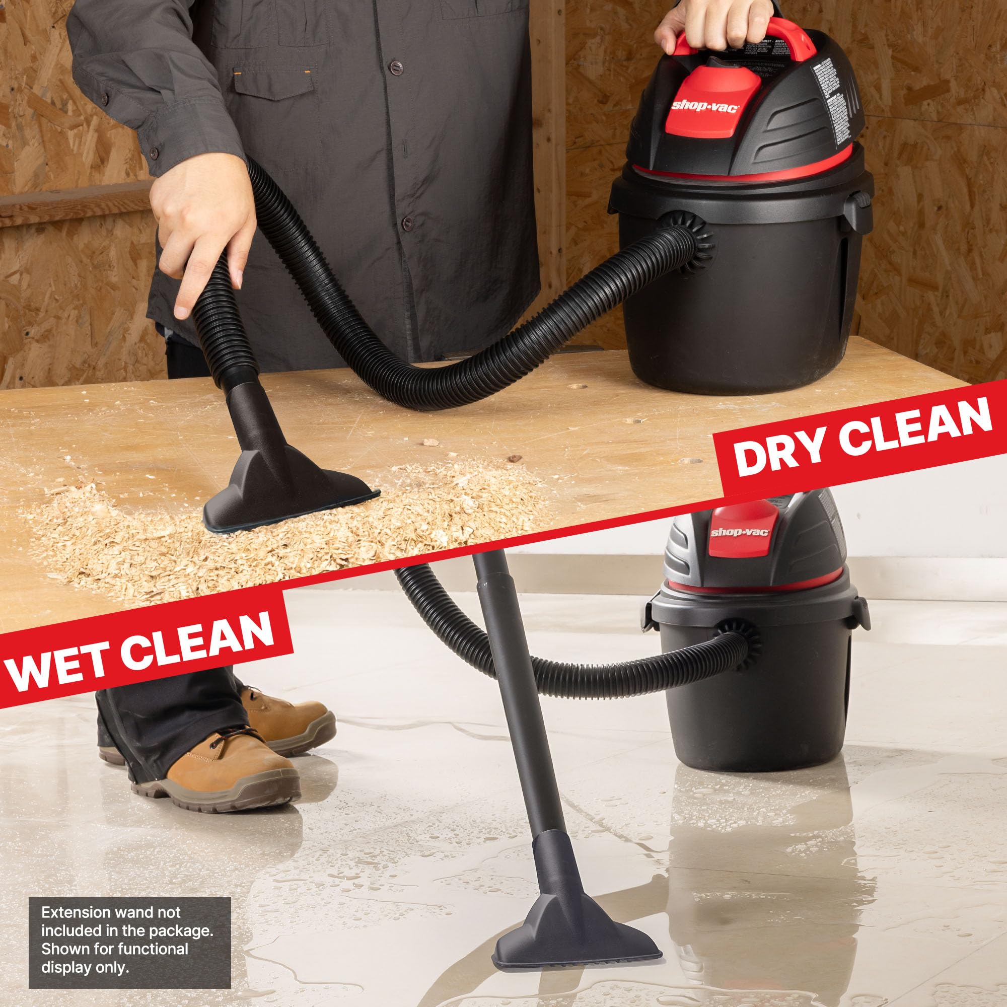 2.5 Gallon Shop-Vac Wet Dry Vacuum 9303511, 2.5 Peak HP, 1.25 Inch Diameter x 4 Foot Hose, 12 Ft Cord Length, Wall Mounted, Includes Filters, Ideal for Jobsite, Garage, Car & Workshop