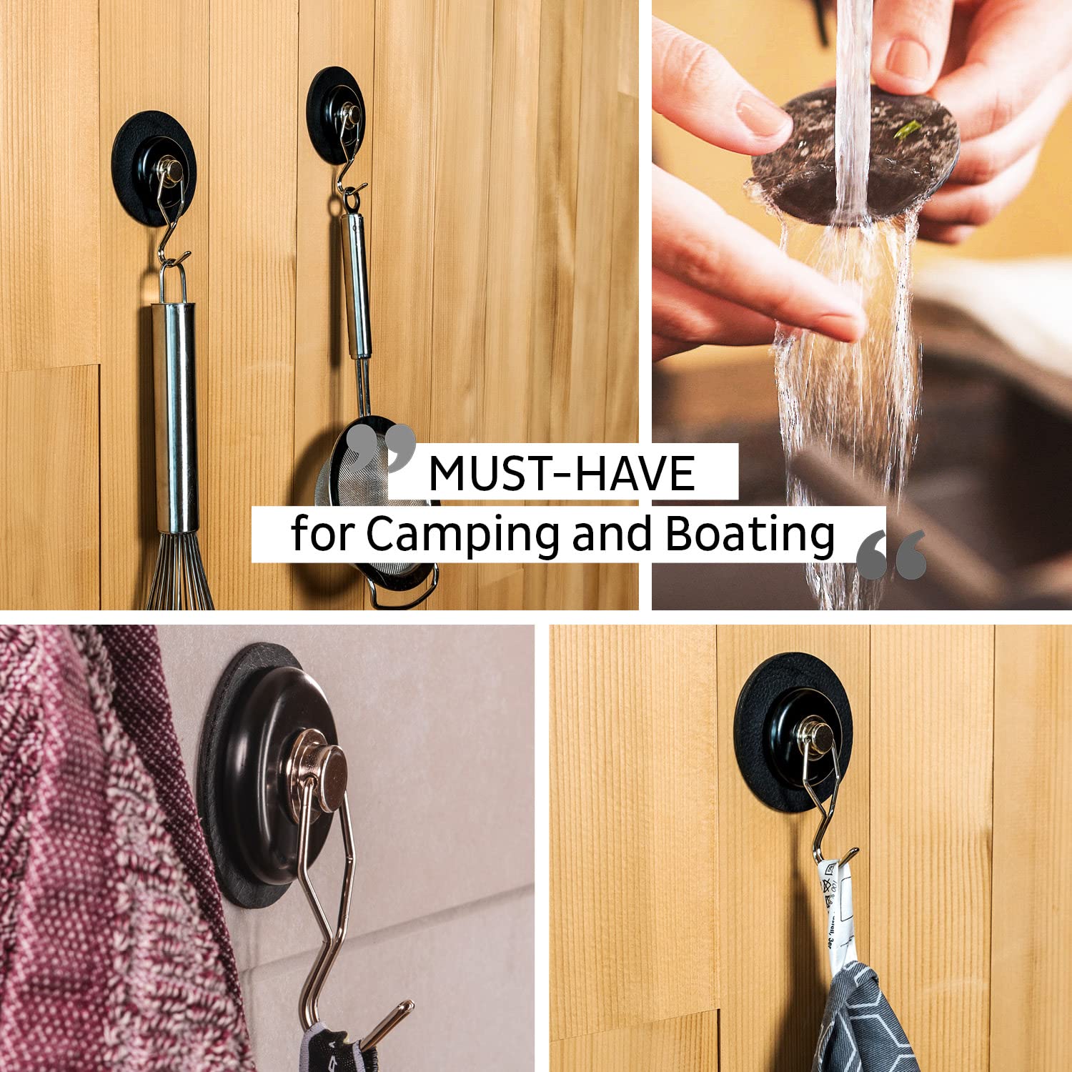 The One silwy® Magnetic Hook with Metal Nano Gel Pad – 7.5 cm Black – No Drilling or Screwing Required – Versatile and Easy to Use