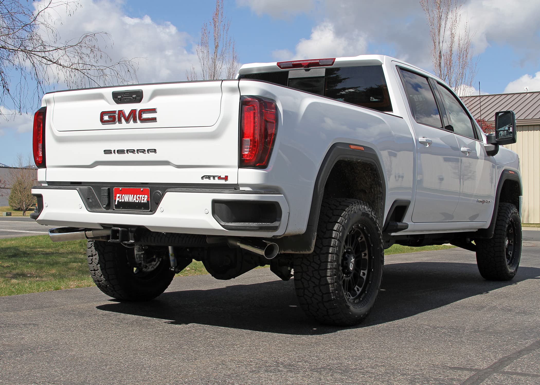 Flowmaster Outlaw 818112 Cat-Back Exhaust 3.5 to 3 Inch Dual Rear Exit Stainless 4 Inch Polished Tips Compatible with 2020-2024 Chevy Silverado GMC Sierra 2500HD/3500HD Crew Cab 6.5' Bed 6.6L Gas V8