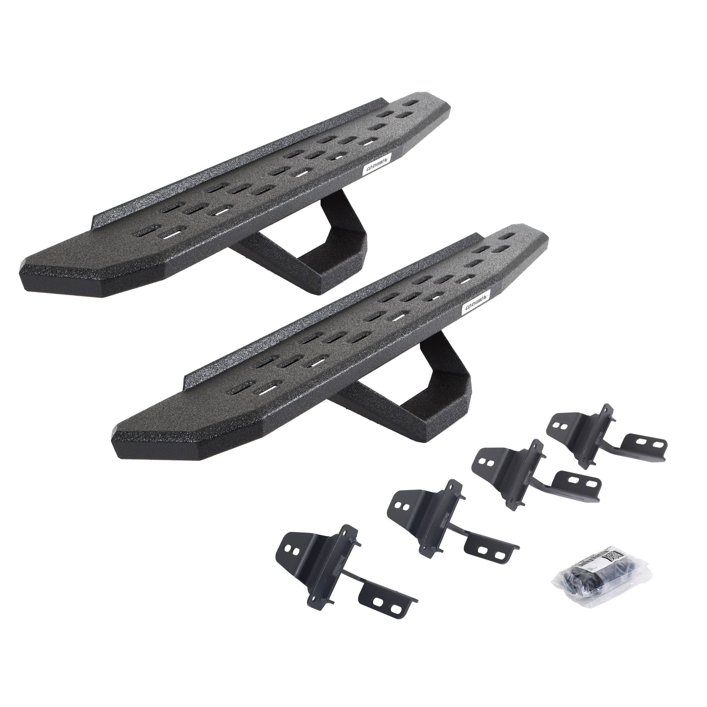 Go Rhino Running Boards RB30, Brackets, & 1 Pair of Drop Steps | Galvanized Steel, Protective Bedliner Coating | 6969264810T | Fits 2007-2018 Jeep Wrangler JK, 2-Door