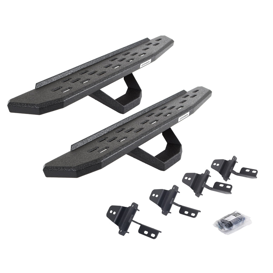 Go Rhino Running Boards RB30, Brackets, & 1 Pair of Drop Steps | Galvanized Steel, Protective Bedliner Coating | 6969264810T | Fits 2007-2018 Jeep Wrangler JK, 2-Door