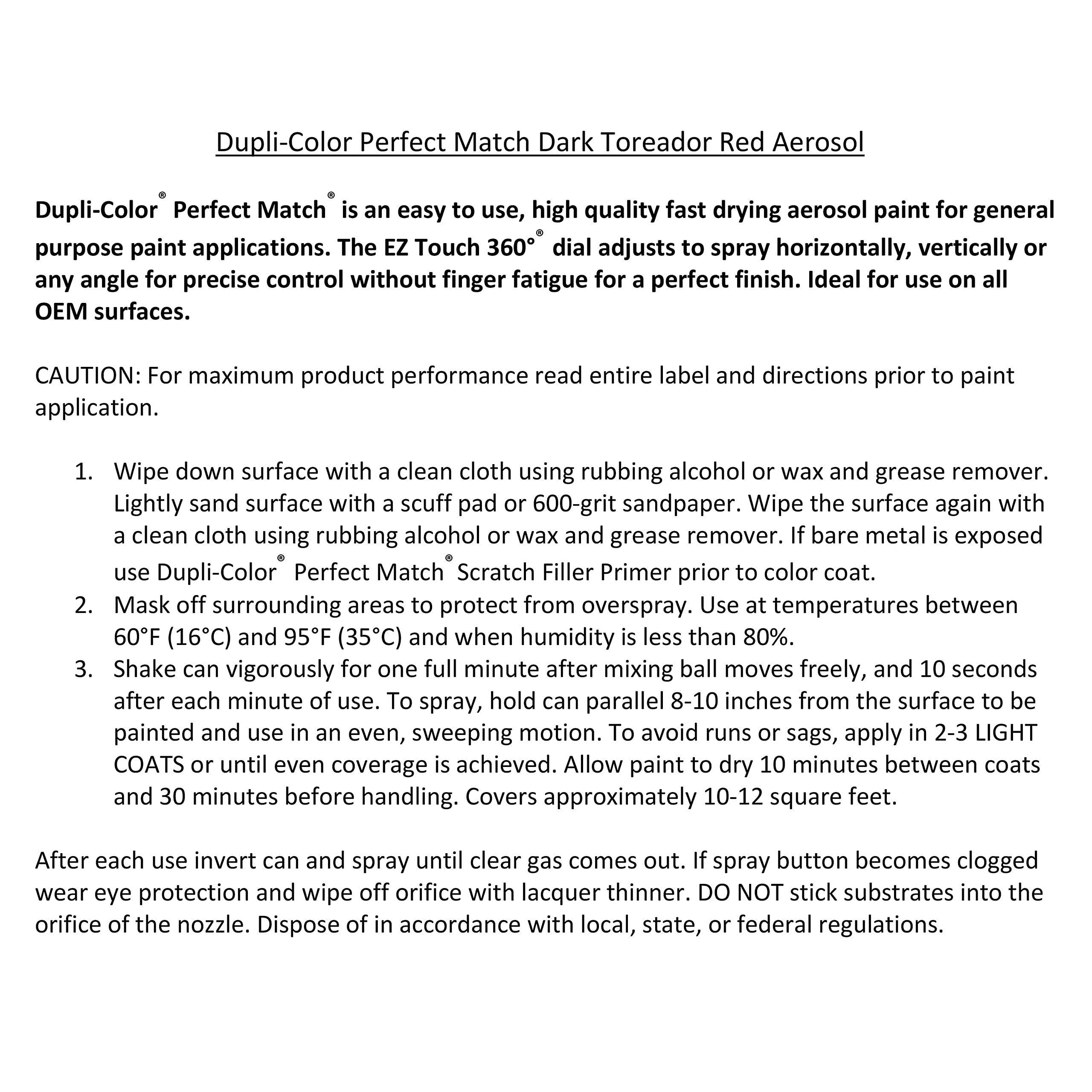 Ford Dark Toreador Red Dupli-Color EBFM03737 Perfect Match Automotive Spray Paint – JL/JM – 8 oz. Aerosol Can