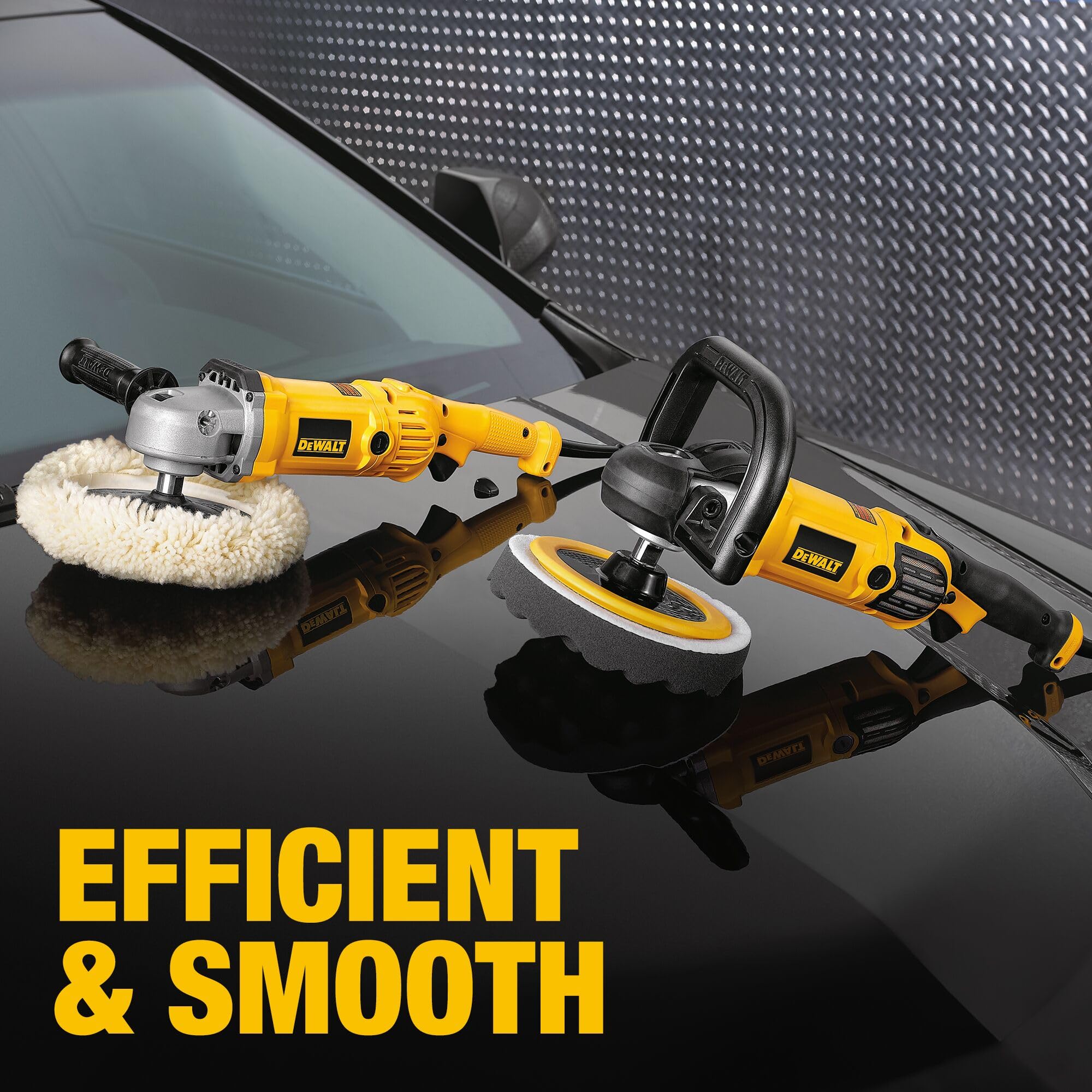 DEWALT 7-in-9-in Buffer Polisher, 12 amp, Variable Speed Dial 0-3,500 RPM’s, Soft Start Corded Car Buffer (DWP849X)