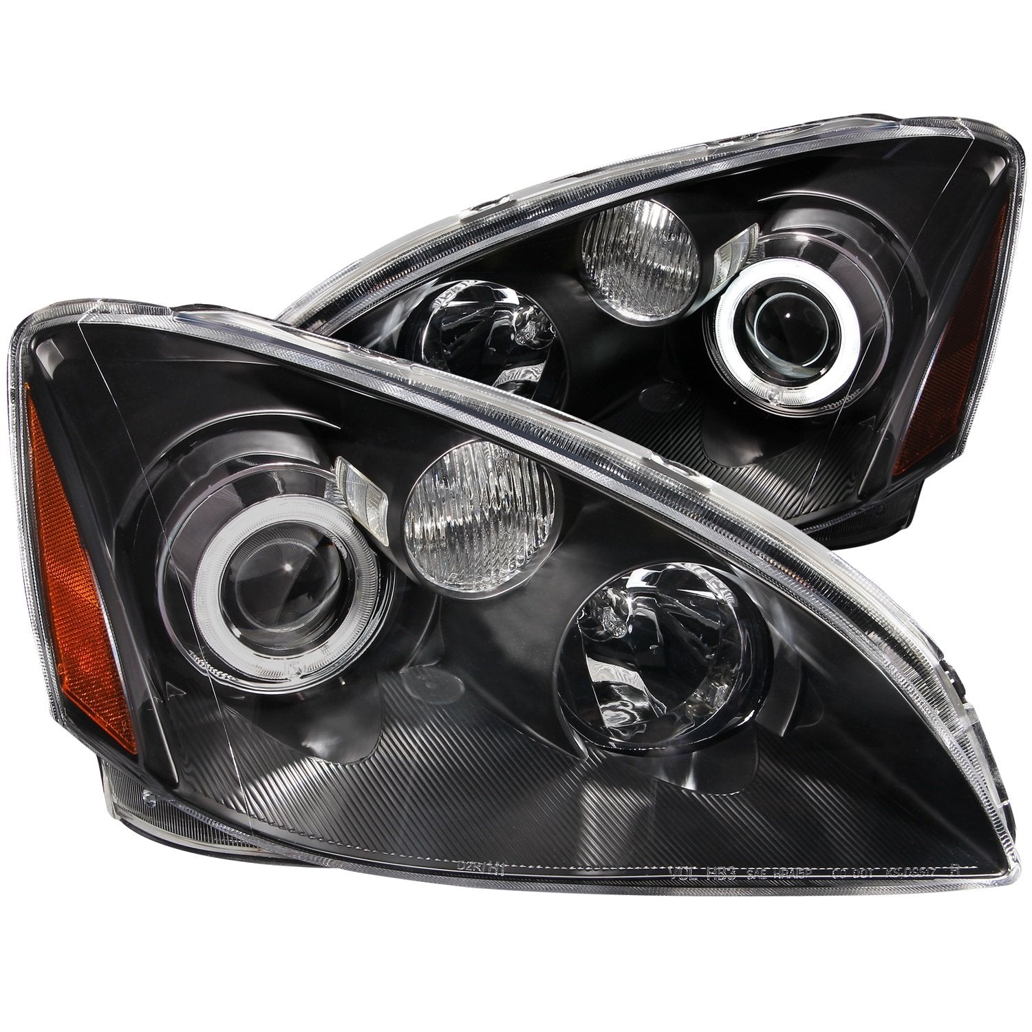 Nissan Altima Anzo USA 121227 Black Clear Projector with Halos Headlight Assembly - (Sold in Pairs)