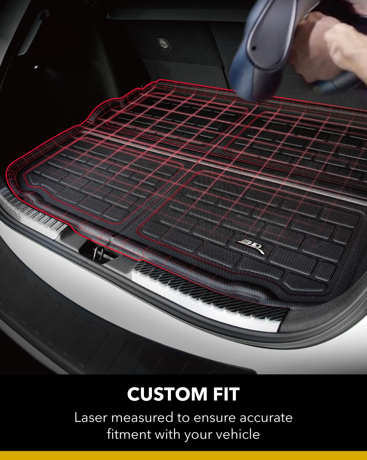 3D MAXpider Kagu Custom Fit Cargo Liner (Black) Compatible with Tesla Model 3 2020-2023 w/ Beaded Basin - Front Cargo Liner