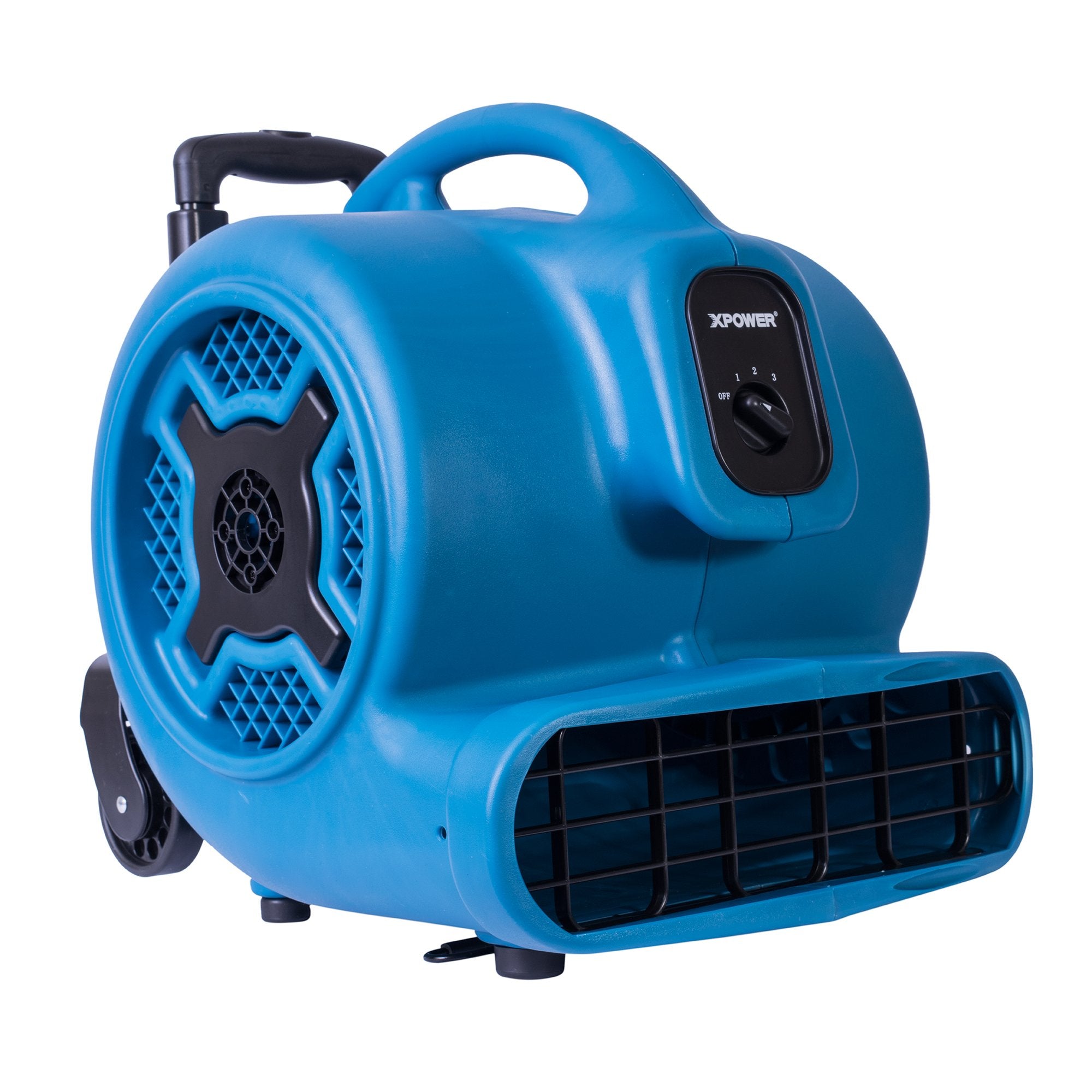 P-800H XPOWER Pro 3/4 HP 3200 CFM Centrifugal Air Mover, Carpet Dryer, Floor Fan, Blower, Telescopic Handle and Wheels, for Water Damage Restoration, Janitorial, Plumbing, Home Use, Blue