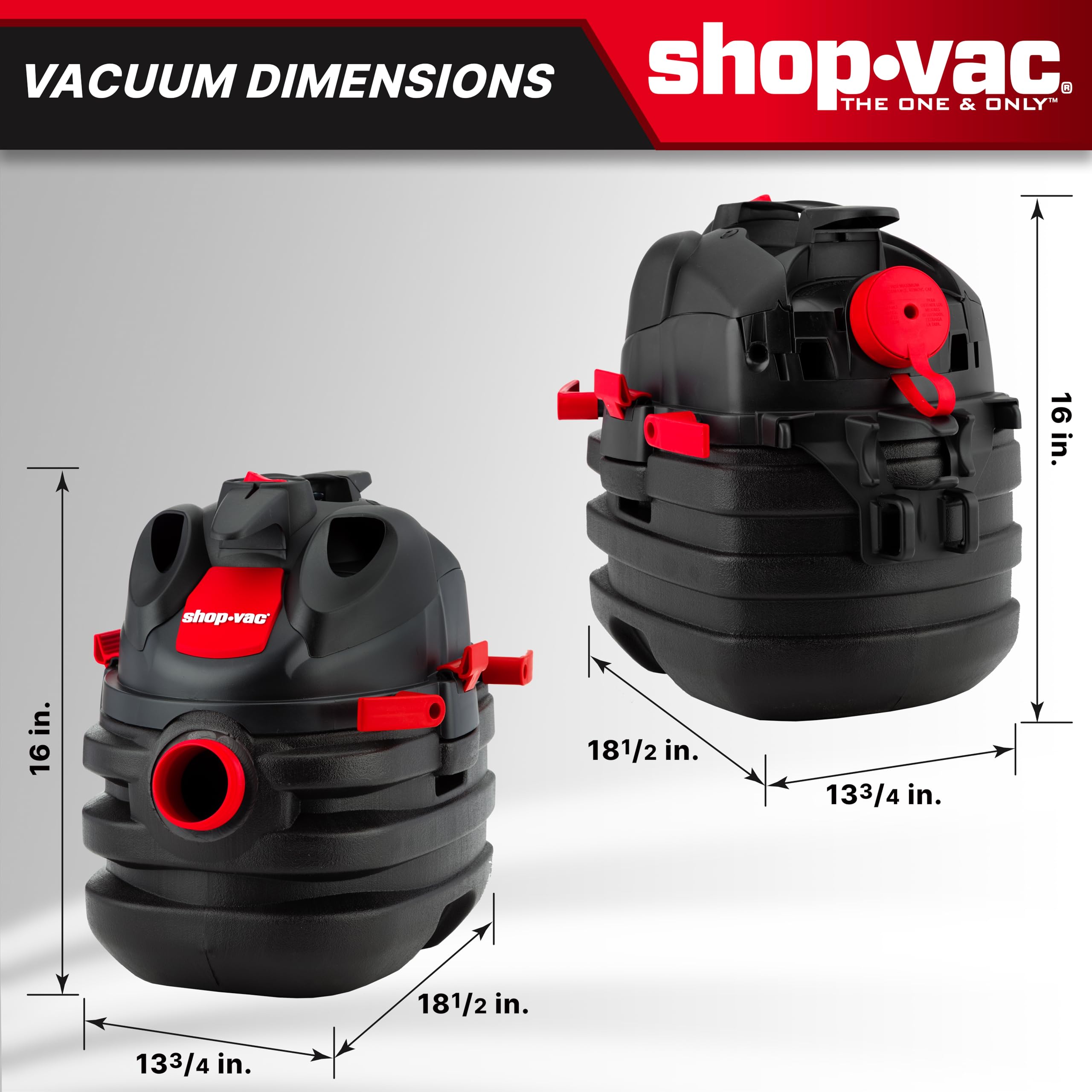 5 Gallon Shop-Vac 6.0 Peak HP Portable Wet/Dry Vacuum, 1-1/2 Inch Diameter x 8 Foot Hose, 20 Foot Cord, Ideal for Jobsite, Garage, Workshop & Home